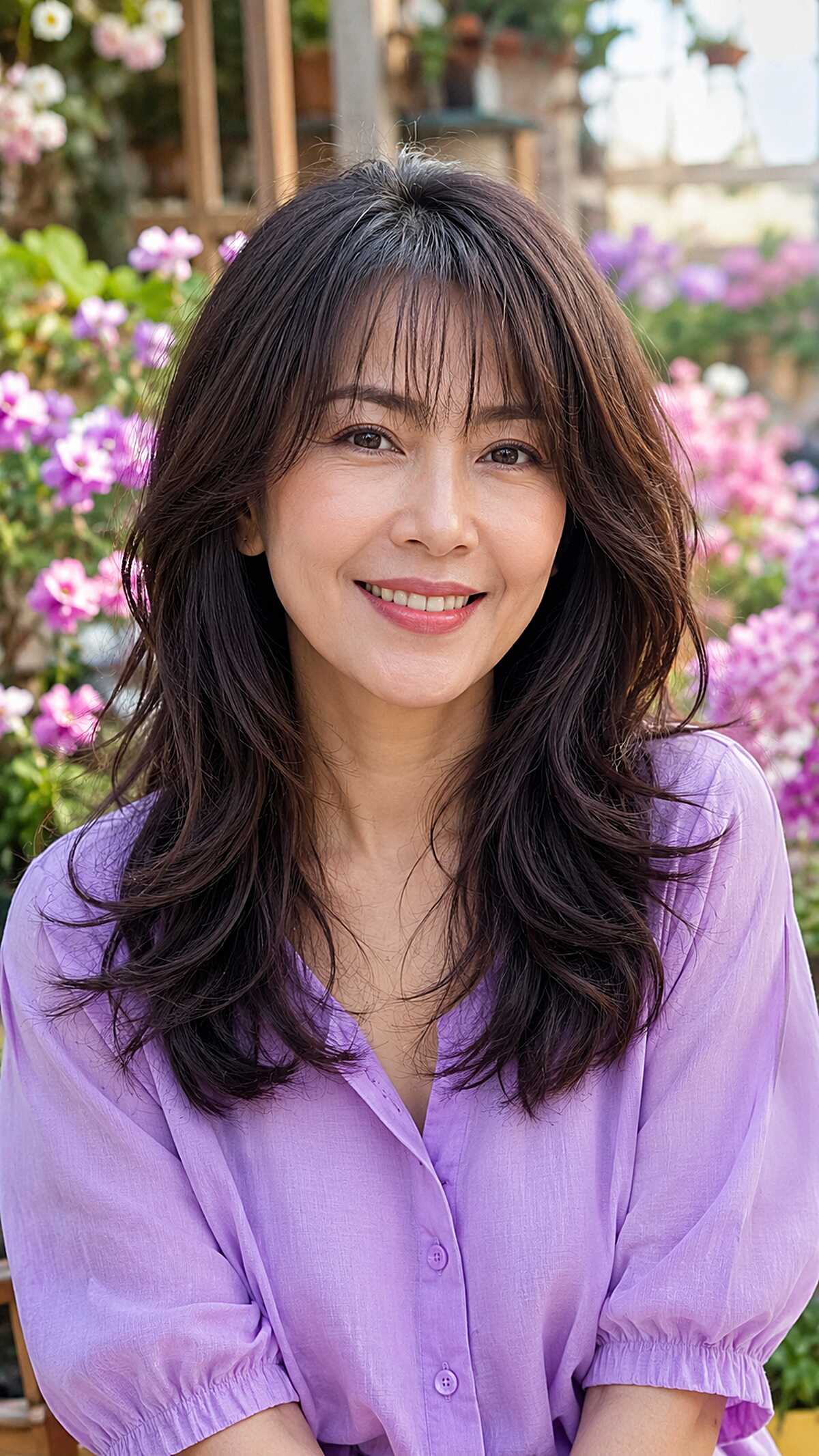 Dark Brunette Wolf Cut with Breezy Face-Framing Layers