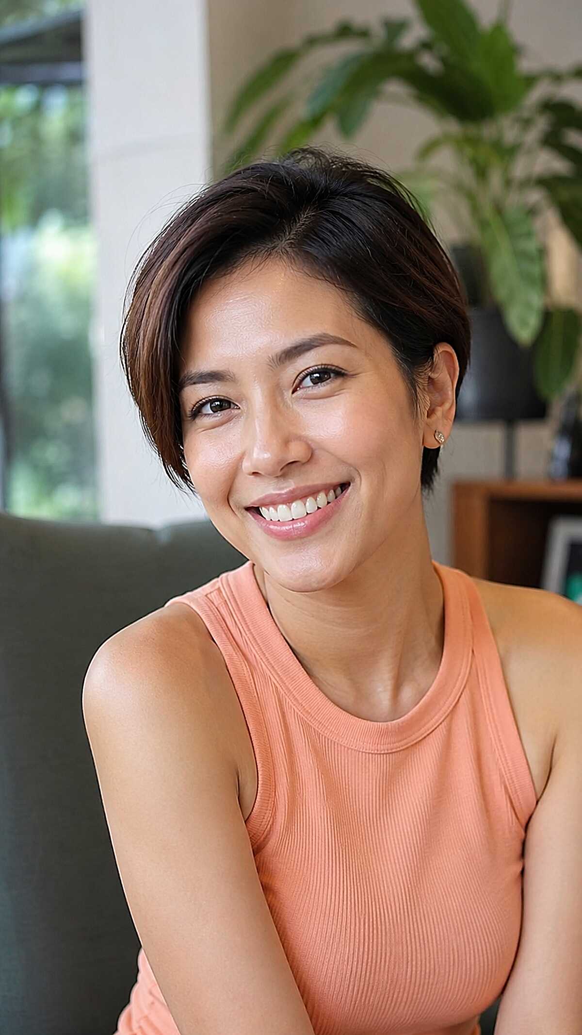 Deep Side Part Pixie with Ear-Grazing Length