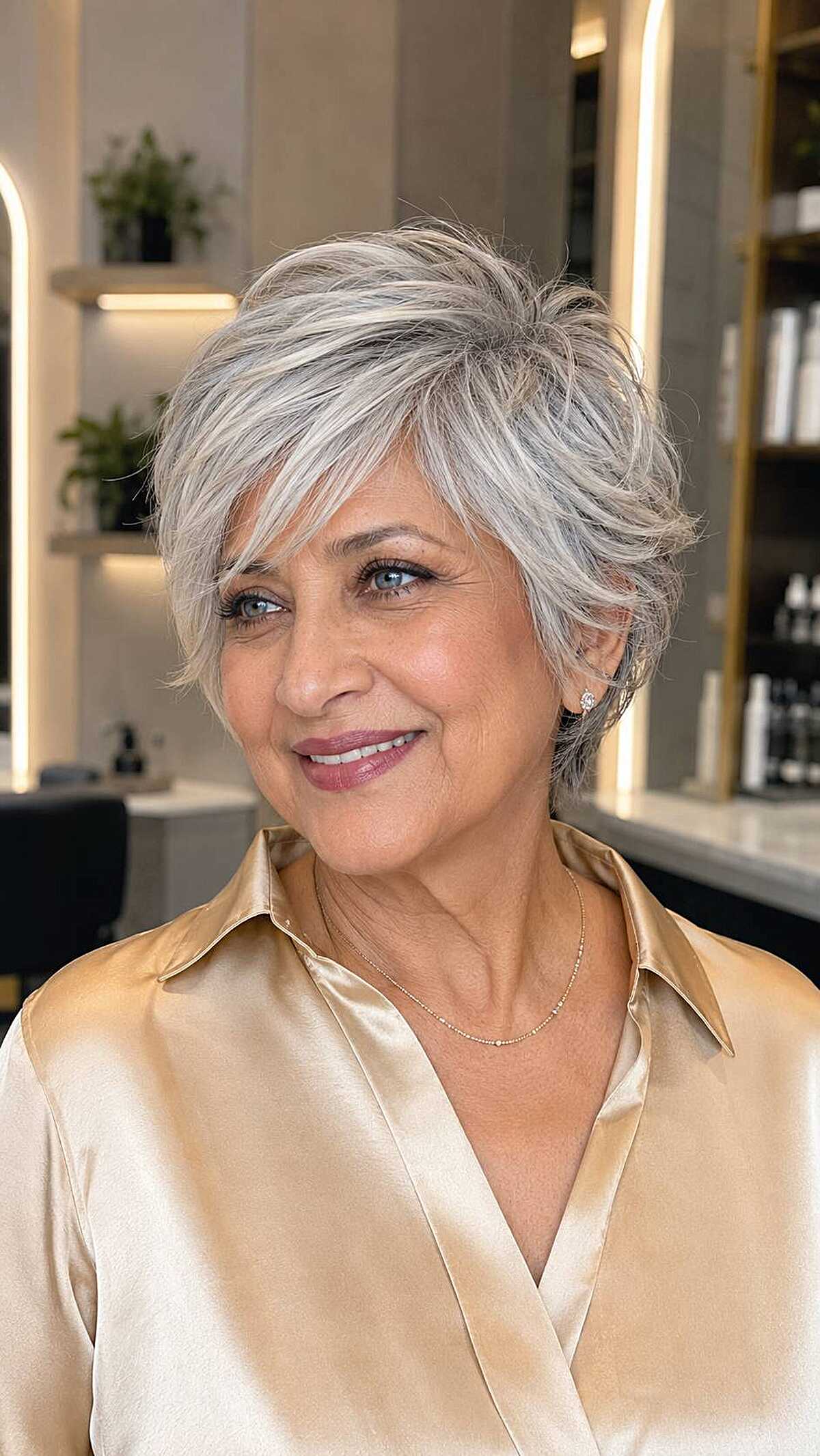 Sterling silver bixie with feathered fringe layers