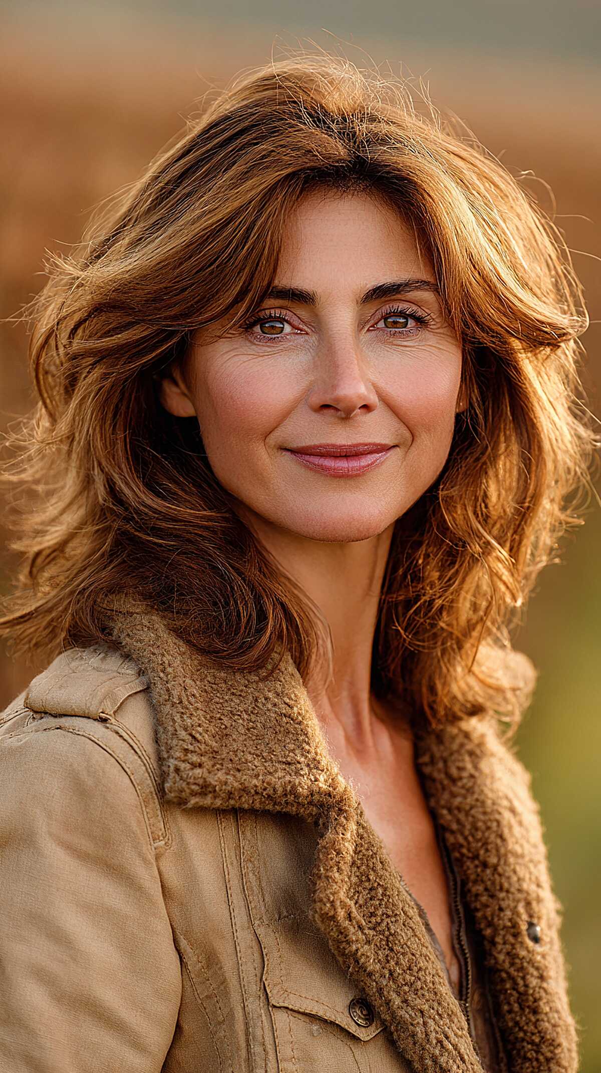 Sun-Warmed Caramel Wolf Cut with Side-Swept Volume