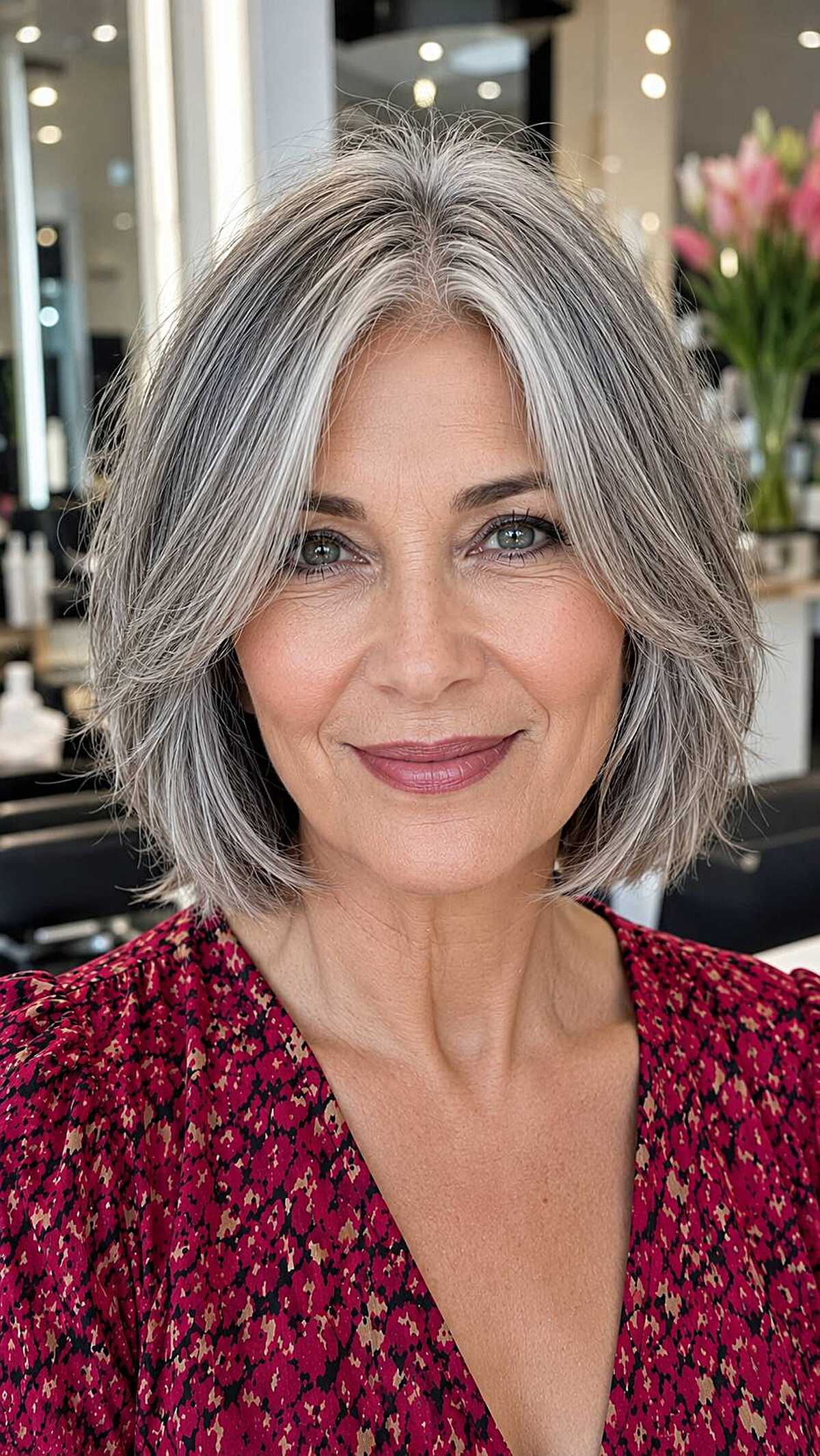 Gray and dark salt-and-pepper textured lob with layers