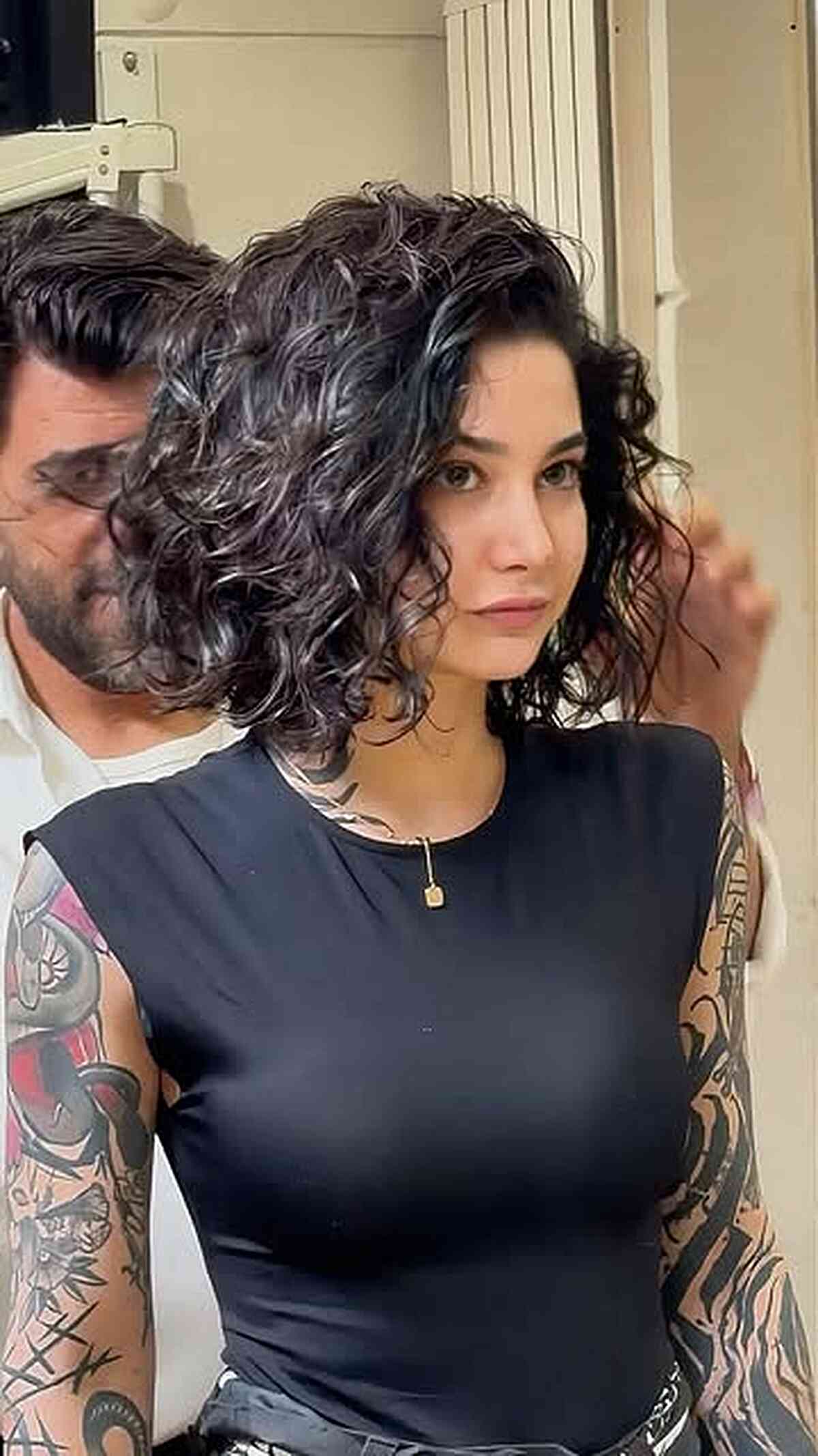 Textured Curly Bob with Defined Curls