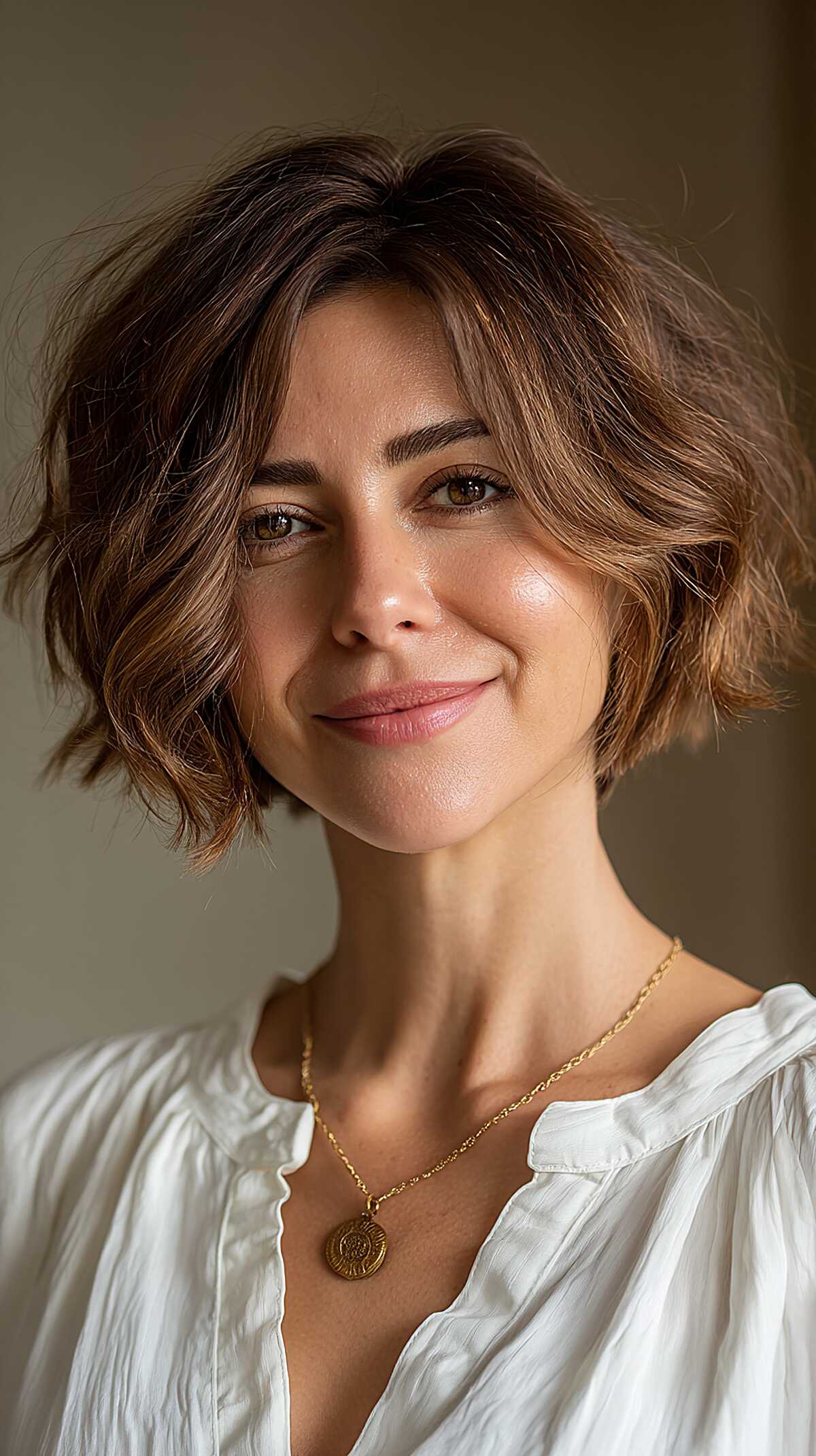 Warm Brunette Bob with Undone Texture