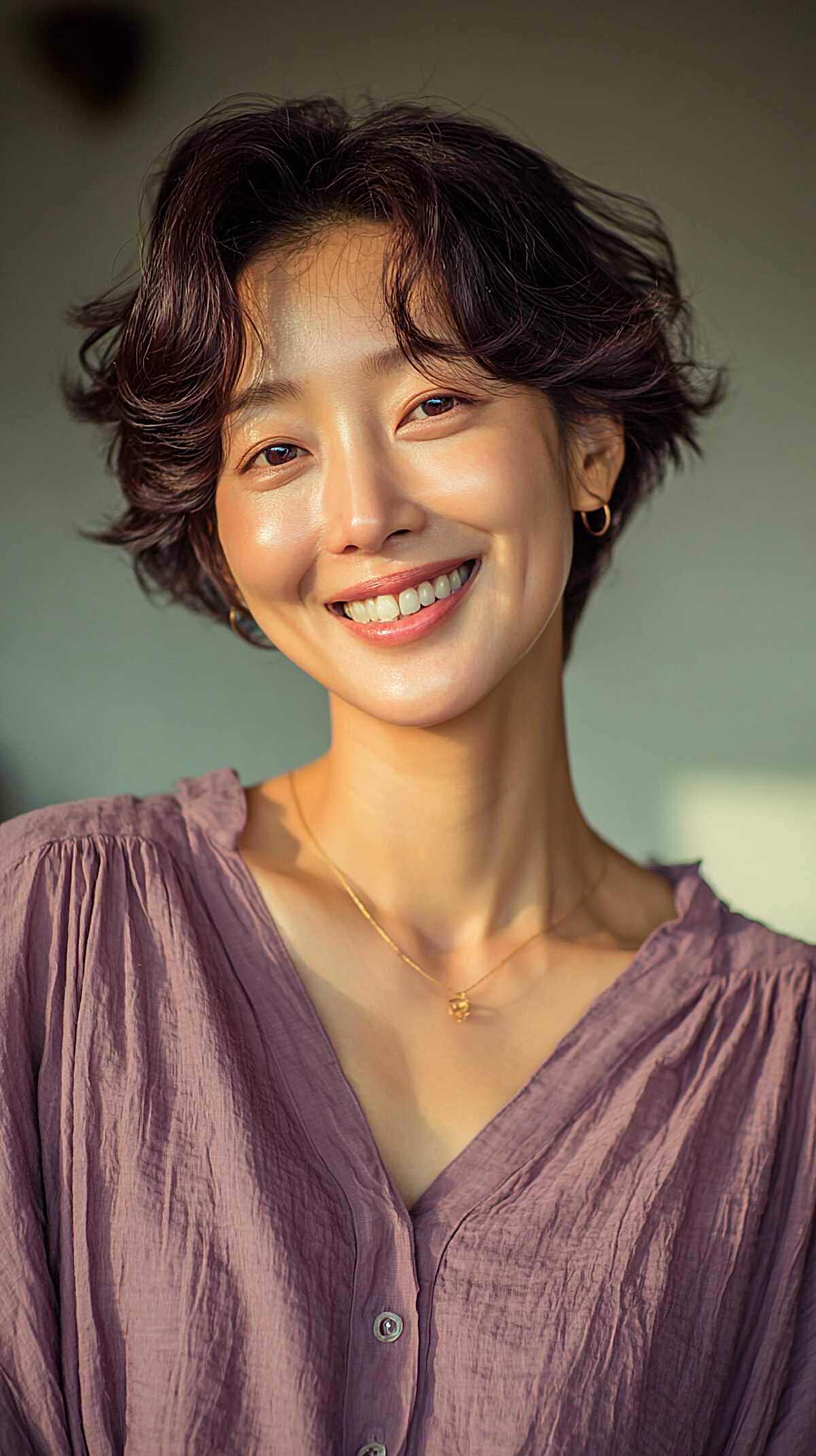 Wavy Dark Brunette Crop with Loose Undone Texture