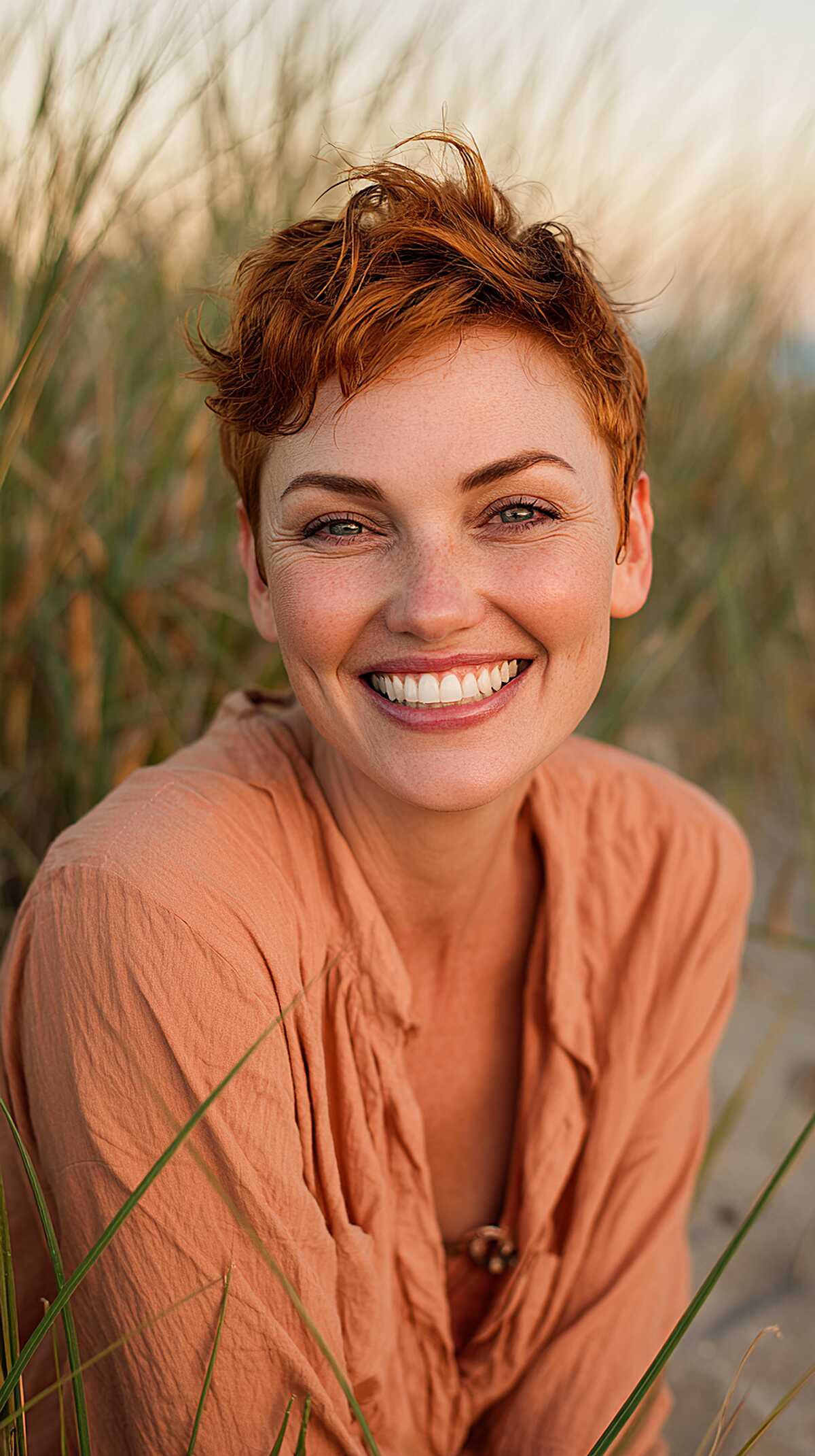 Burnished Ginger Pixie with Tousled Crown Curl