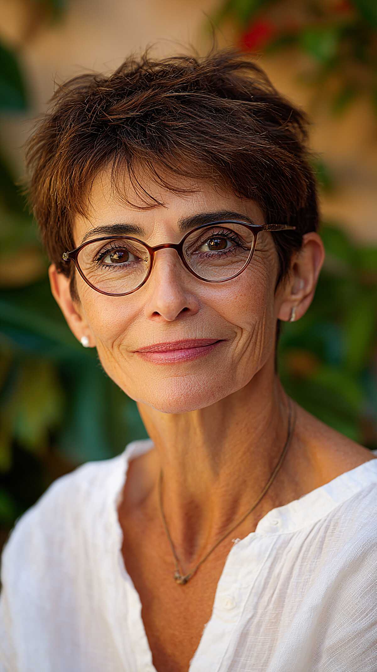 Dark Brunette Cropped Pixie With Feathered Edges