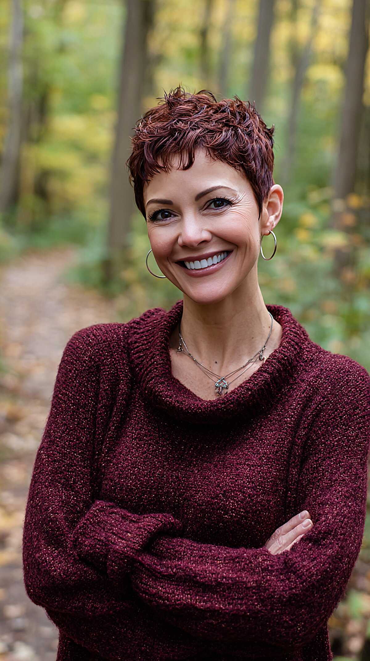 Deep Burgundy Pixie with Scrunched Crown Texture