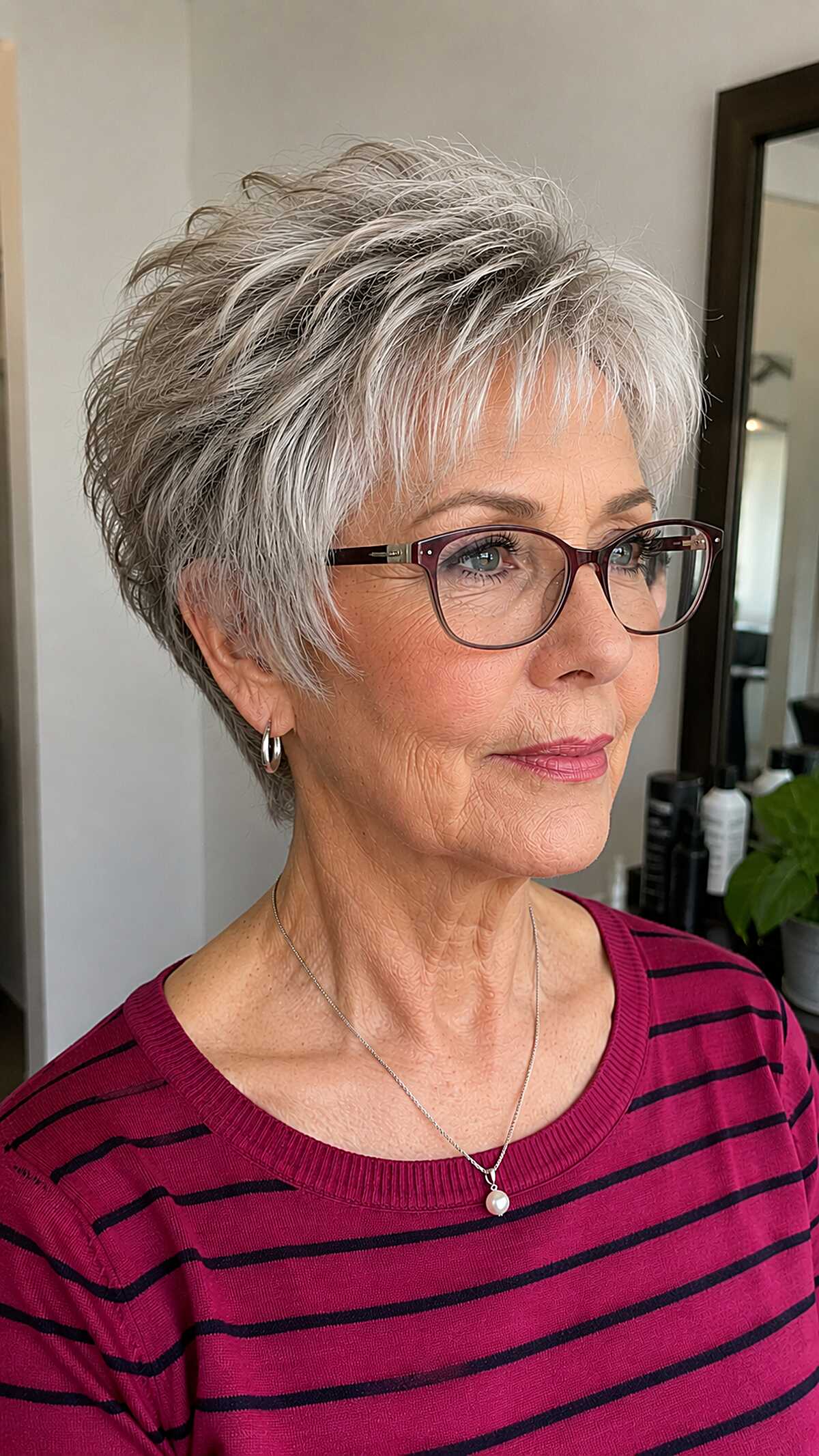 Feathered silver pixie with precision side taper