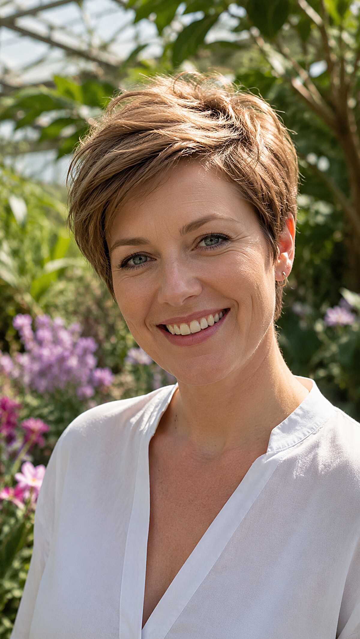 Light Caramel Pixie with Textured Crown Movement