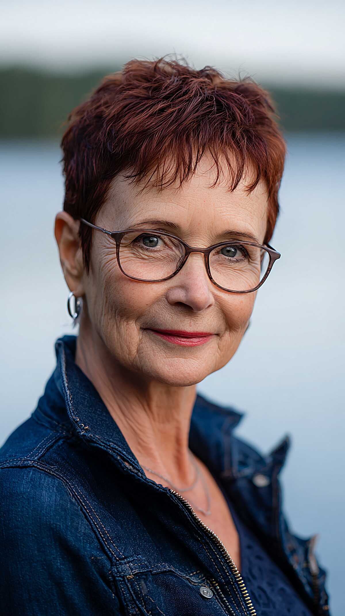 Razored Burgundy Pixie With Piecey Fringe