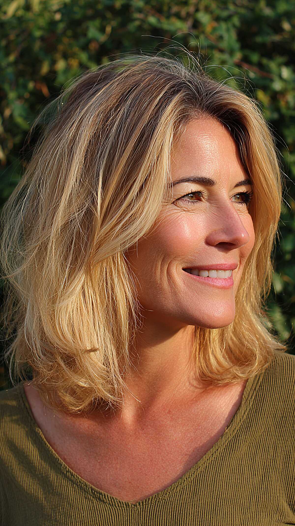 Shoulder-Length Blonde Shag with Face-Framing Highlights