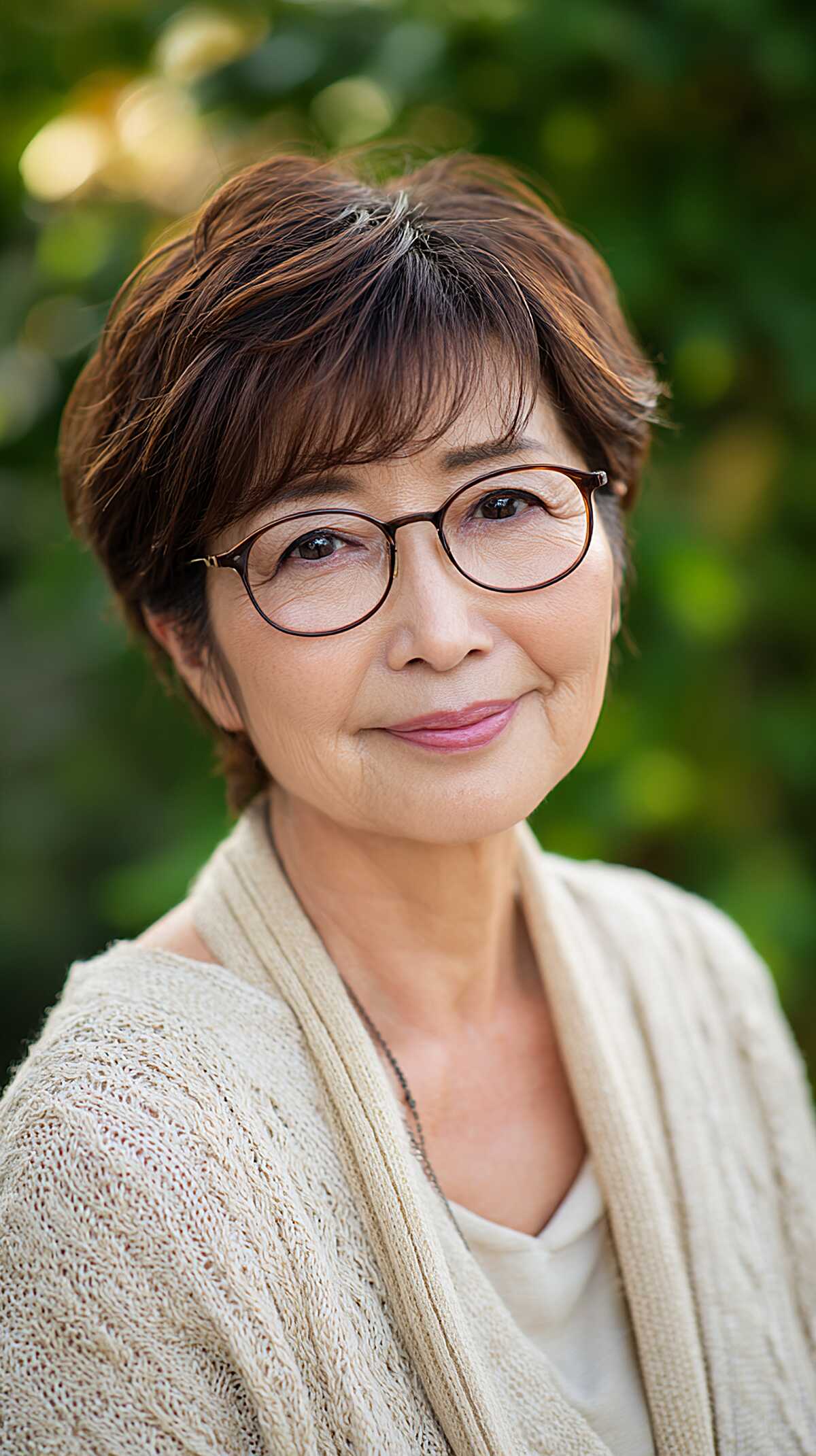 Soft Chestnut Pixie With Swept Side Layers