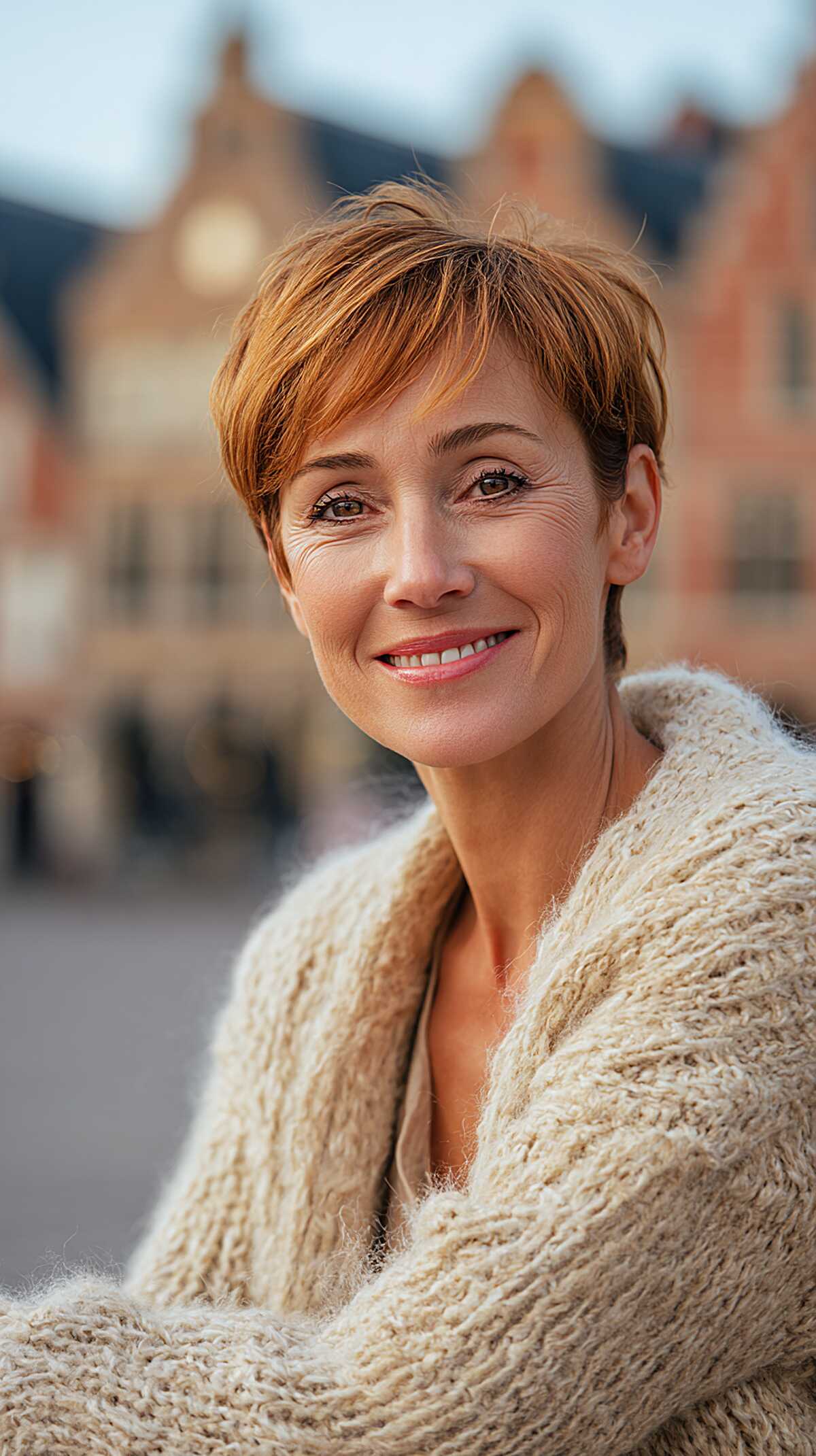 Soft Copper Pixie with Wispy Forward Fringe