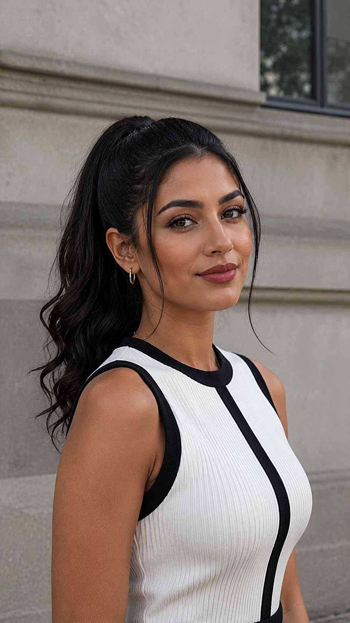 Textured High Ponytail with Loose Waves