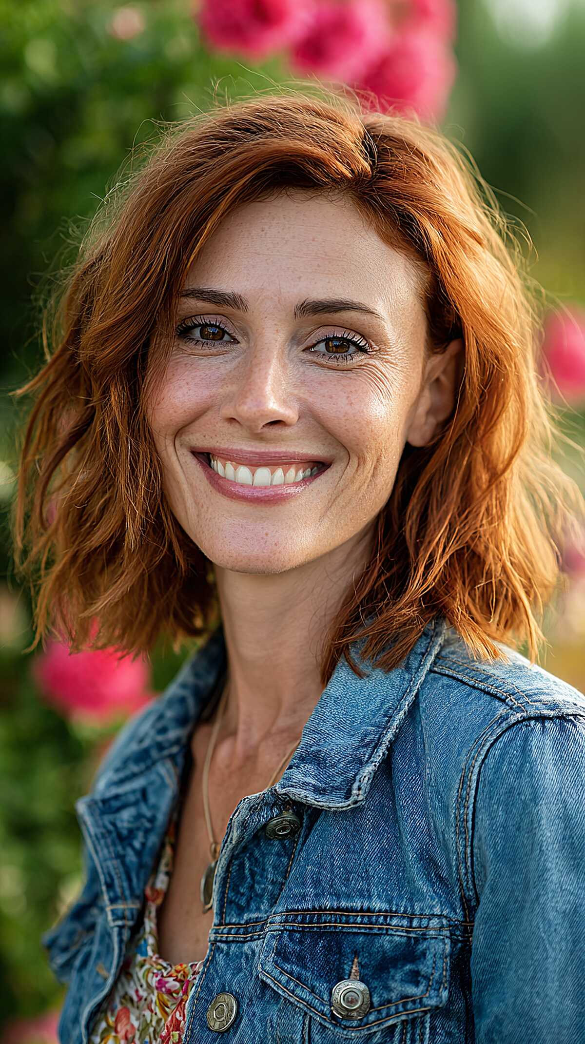 Tousled Copper Lob with Lived-In Wave