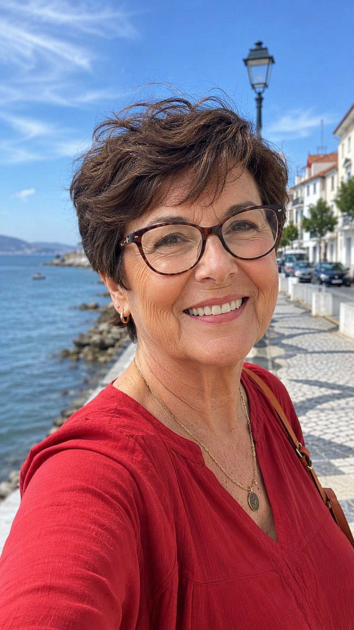Wavy Dark Brunette Pixie With Natural Crown Lift