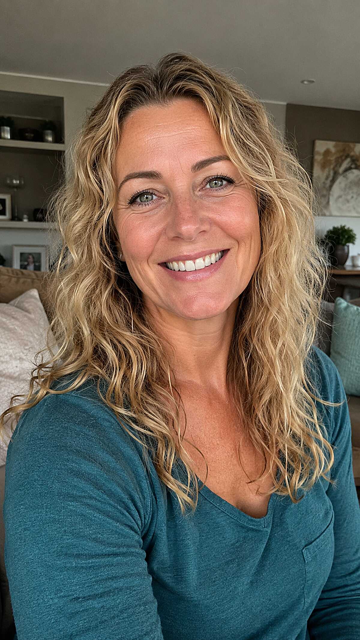 Beachy Blonde Long Waves with Natural Root Depth