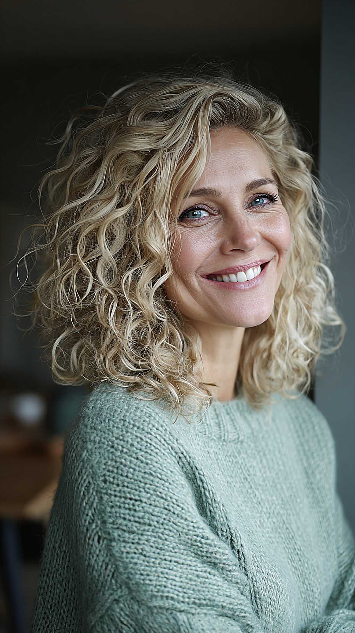 Blonde Curly Shoulder Cut with Loose Natural Ringlets