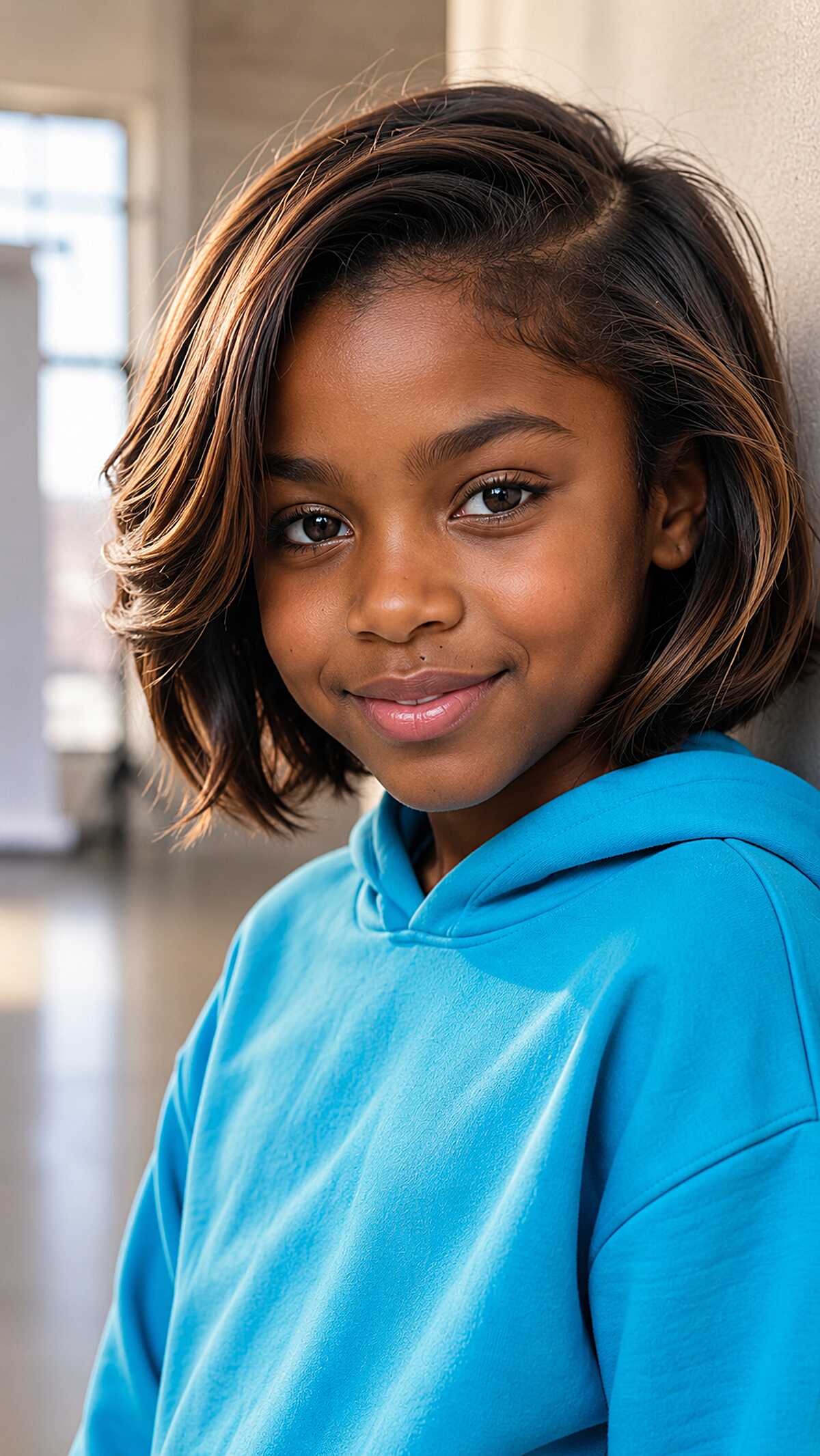 Chin-Length Textured Bob with Warm Caramel Pieces