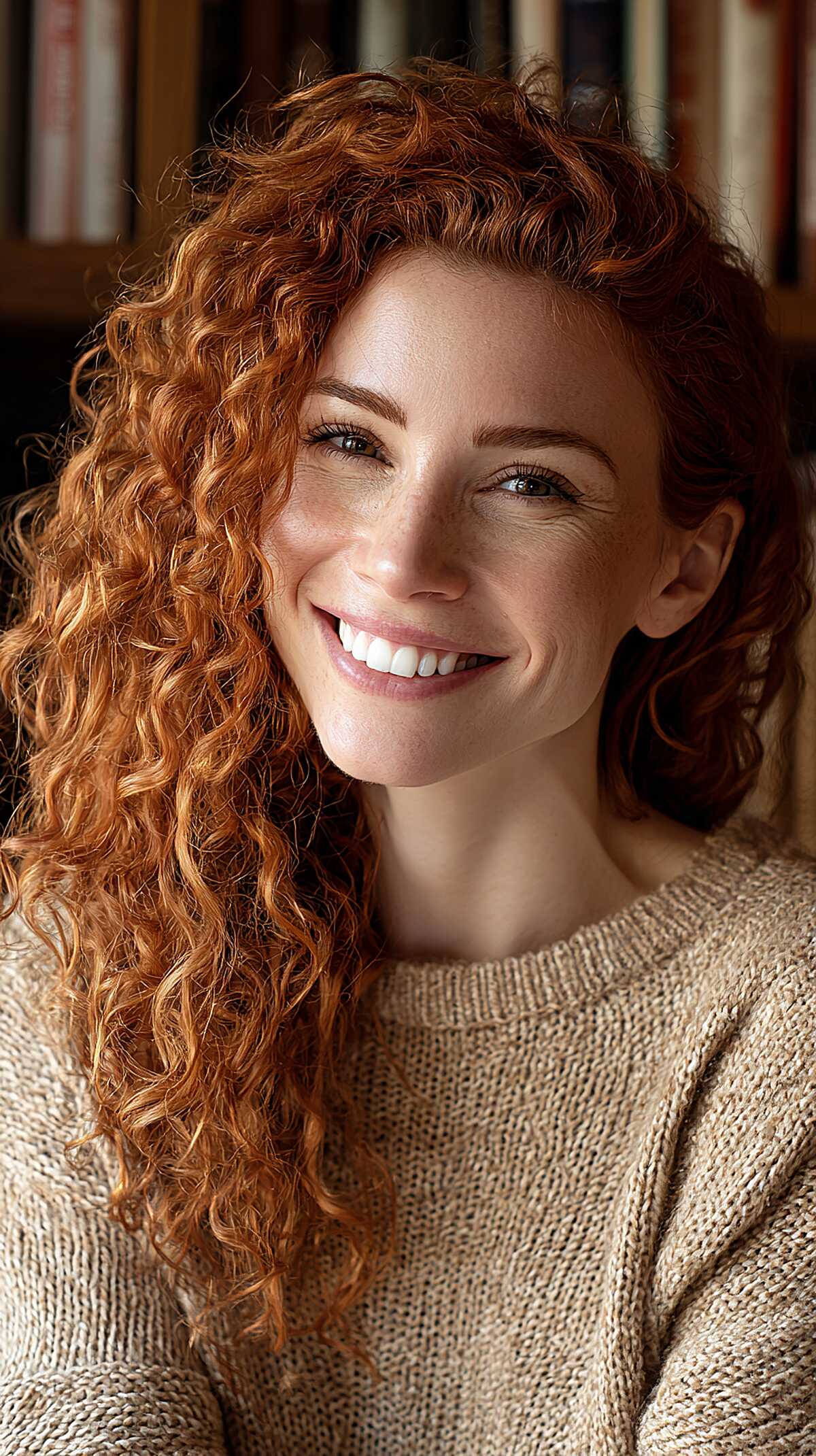 Copper Red Long Curls with Natural Density and Deep Root Warmth