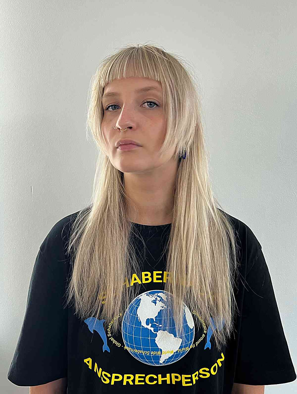 Edgy Straight Hair with Blunt Bangs