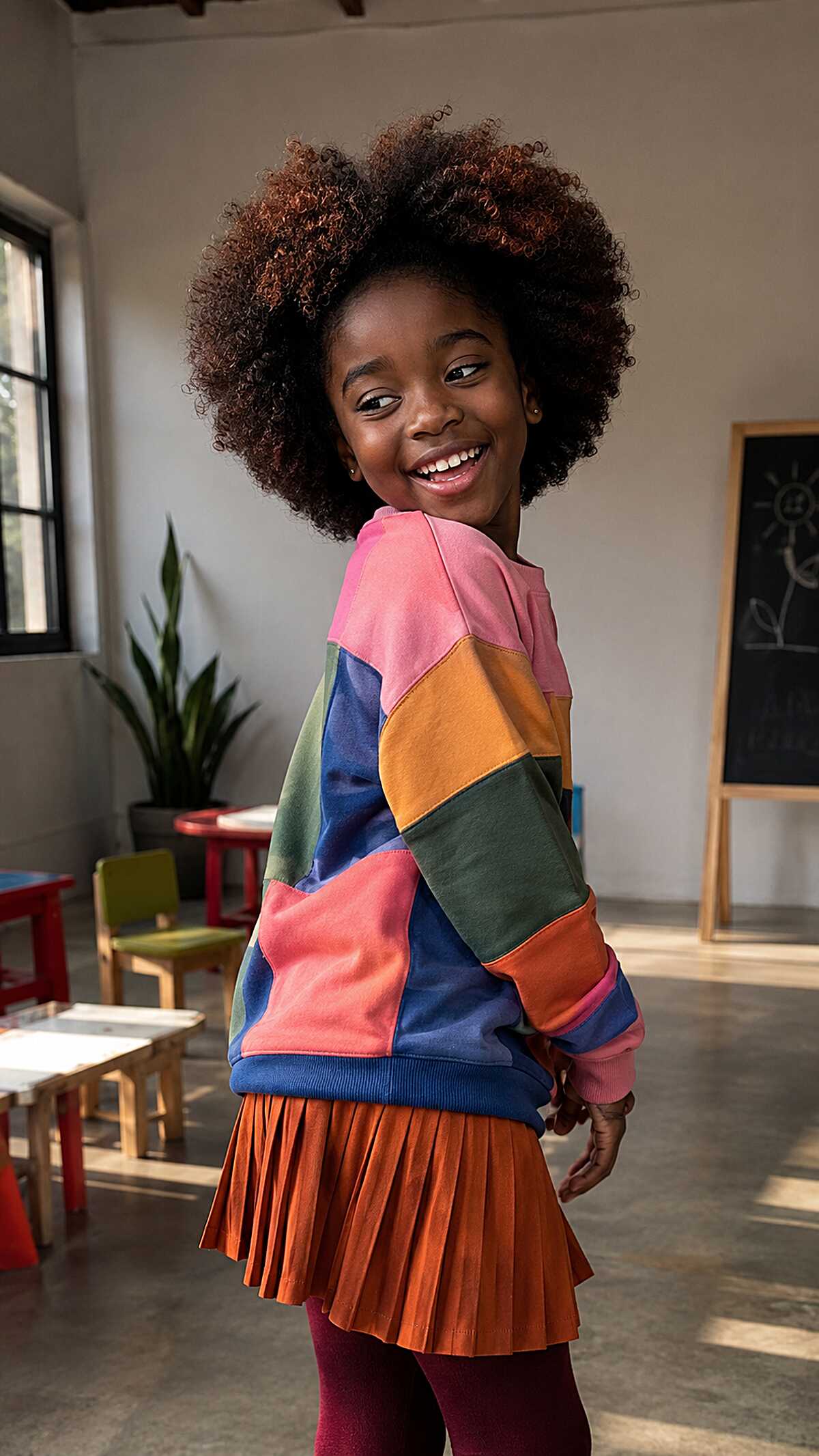 Free-Form Curly Fro with Warm Auburn Tones