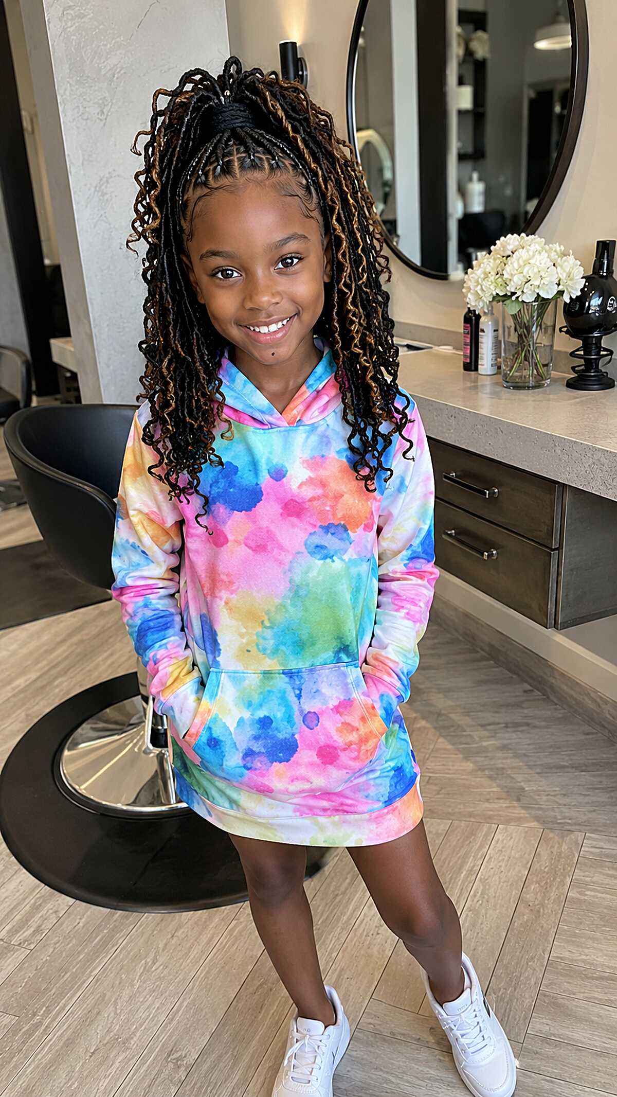 Half-Up Butterfly Locs with Caramel Curl Tips