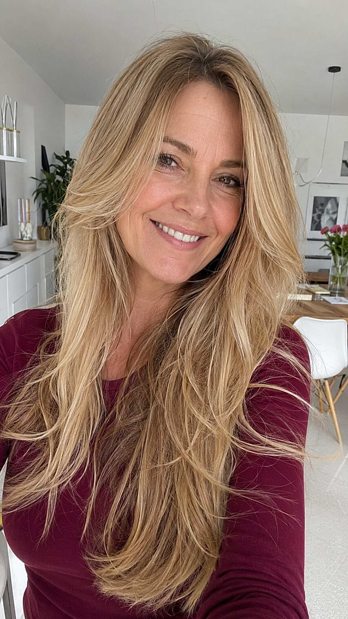 Honey Blonde Feathered Layers with Rooted Dimension