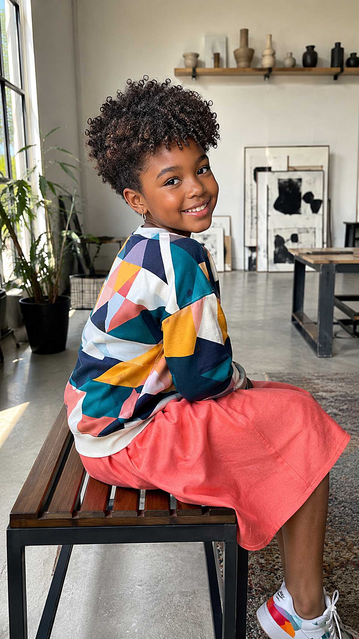 Short Natural Curls with Tapered Sides