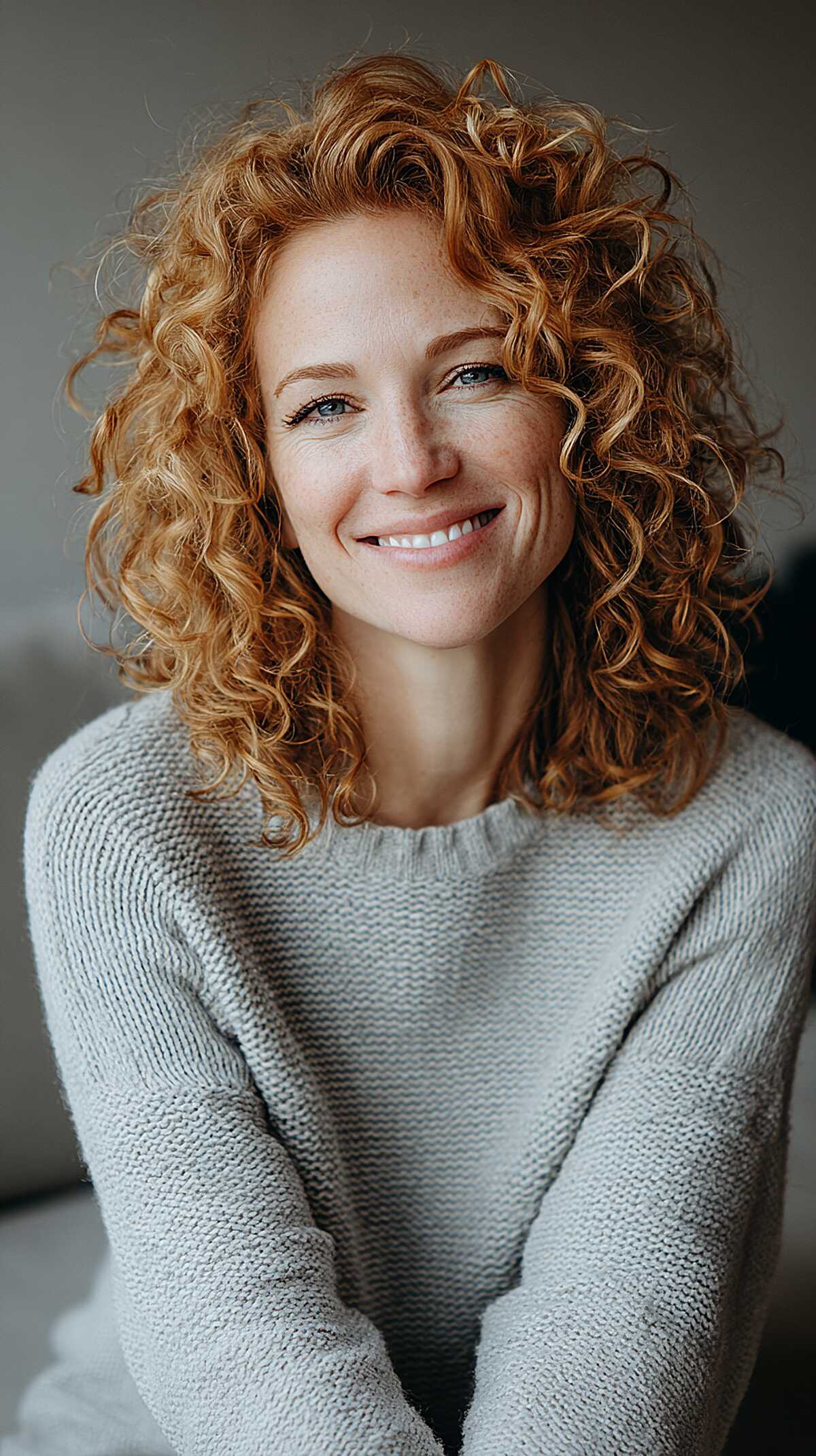 Strawberry Copper Curls with Rounded Layering