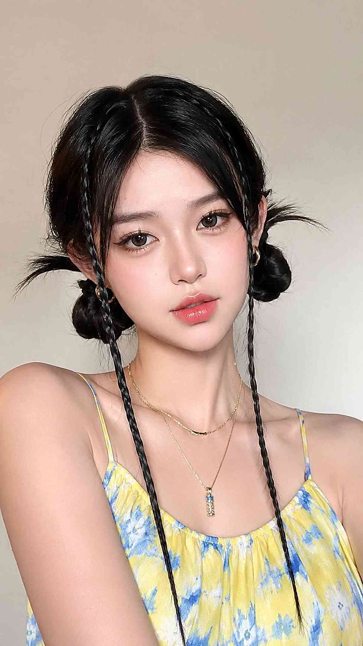 Trendy Y2K Double Buns with Braids