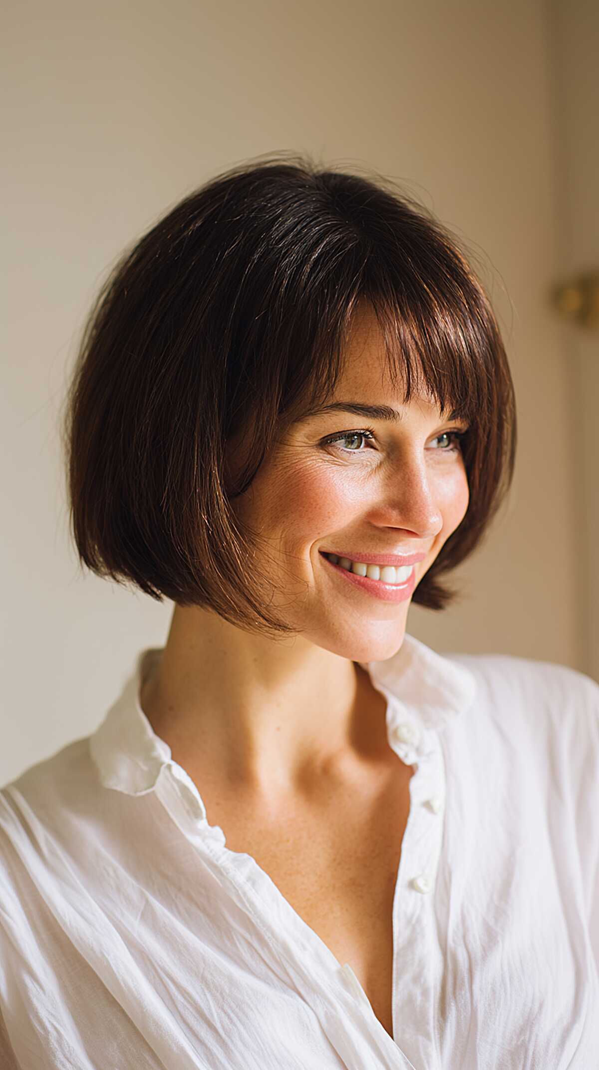 Graduated Brown Bob with Wispy Fringe