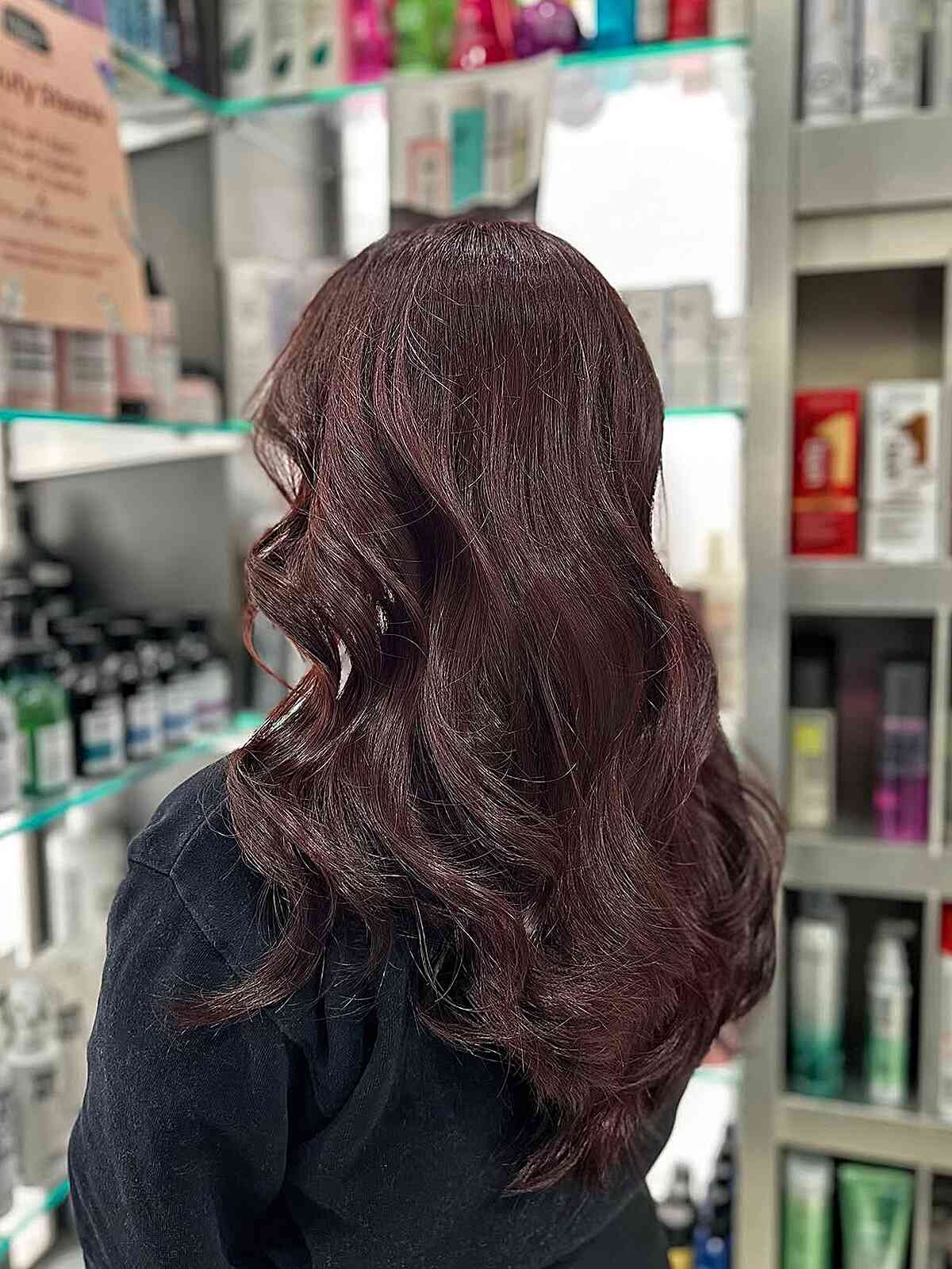 Luxurious Dark Red Long Waves