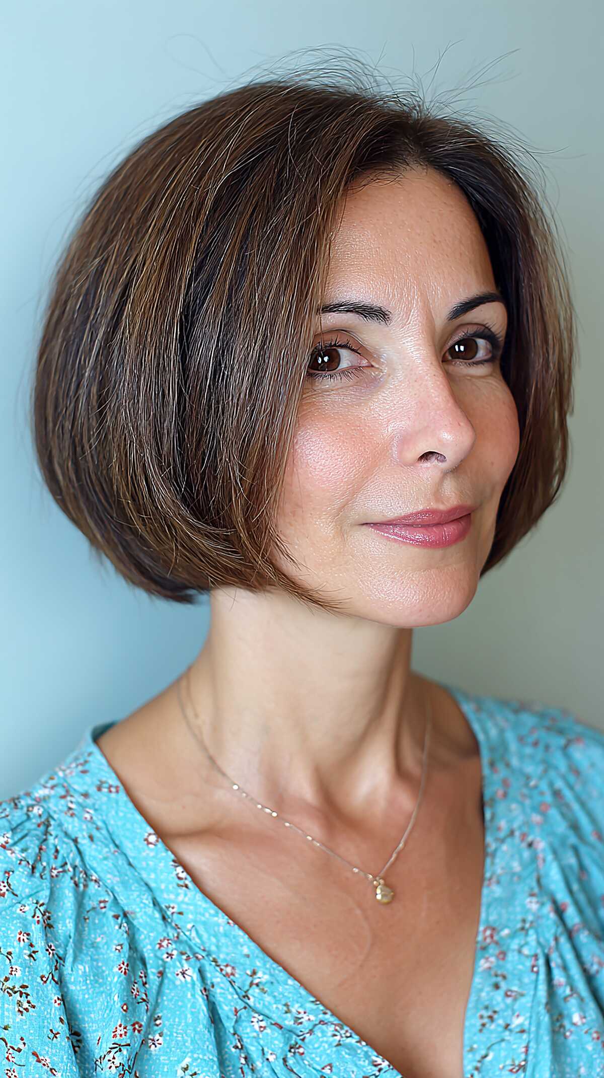 Rounded Chin-Length Bob with Interior Graduation