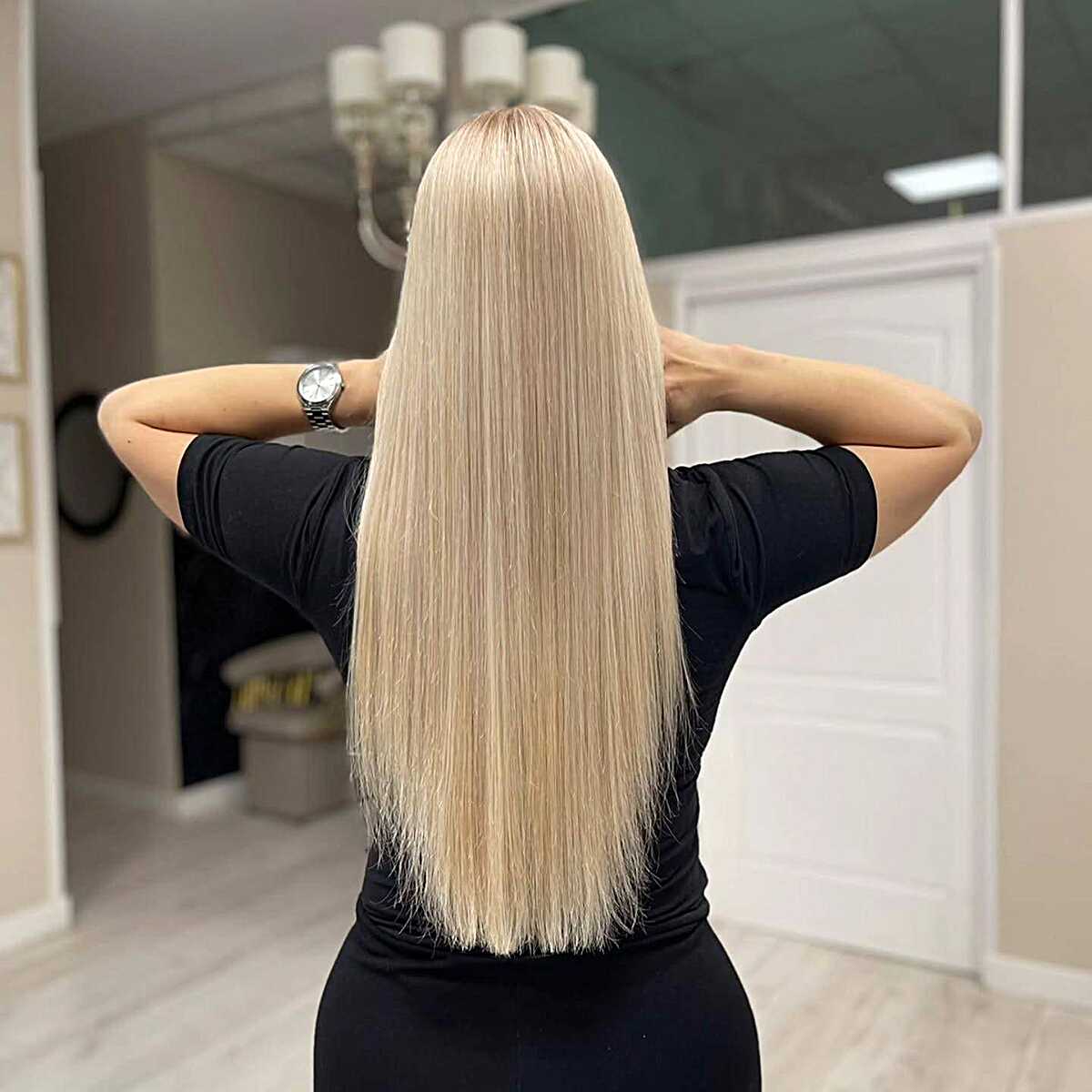 Extra-long warm buttercream Scandinavian blonde, straight