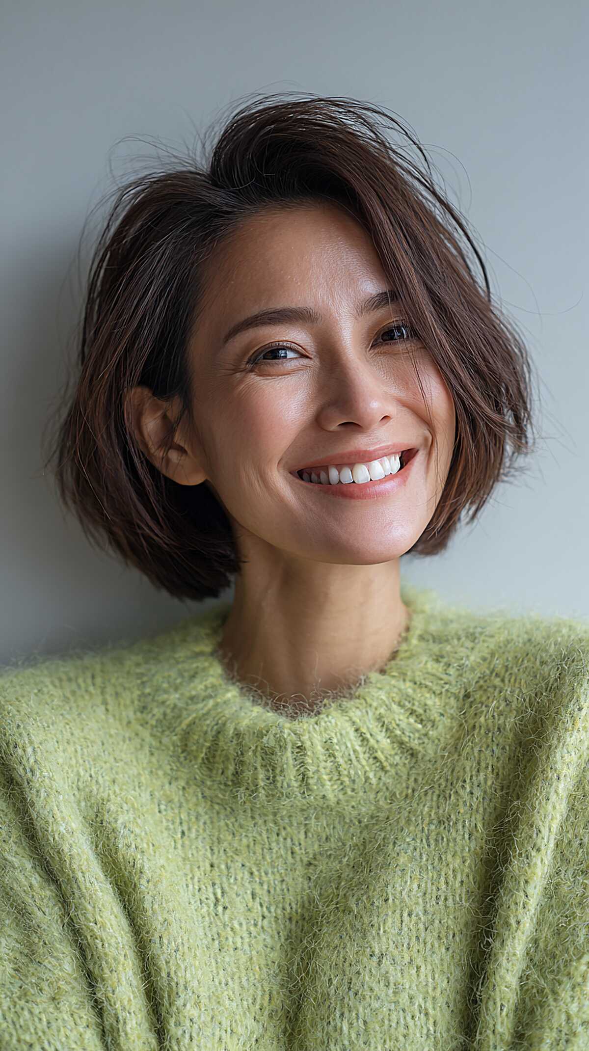 Side-Swept Chin-Length Bob with Piece-y Movement