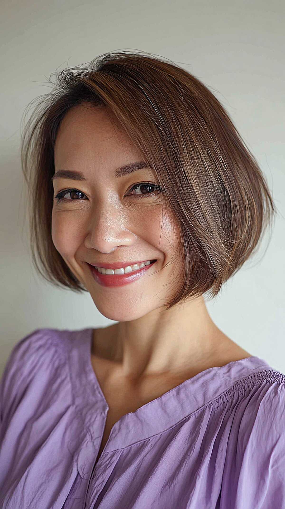 Soft Rounded Chin Bob with Light Brown Dimension