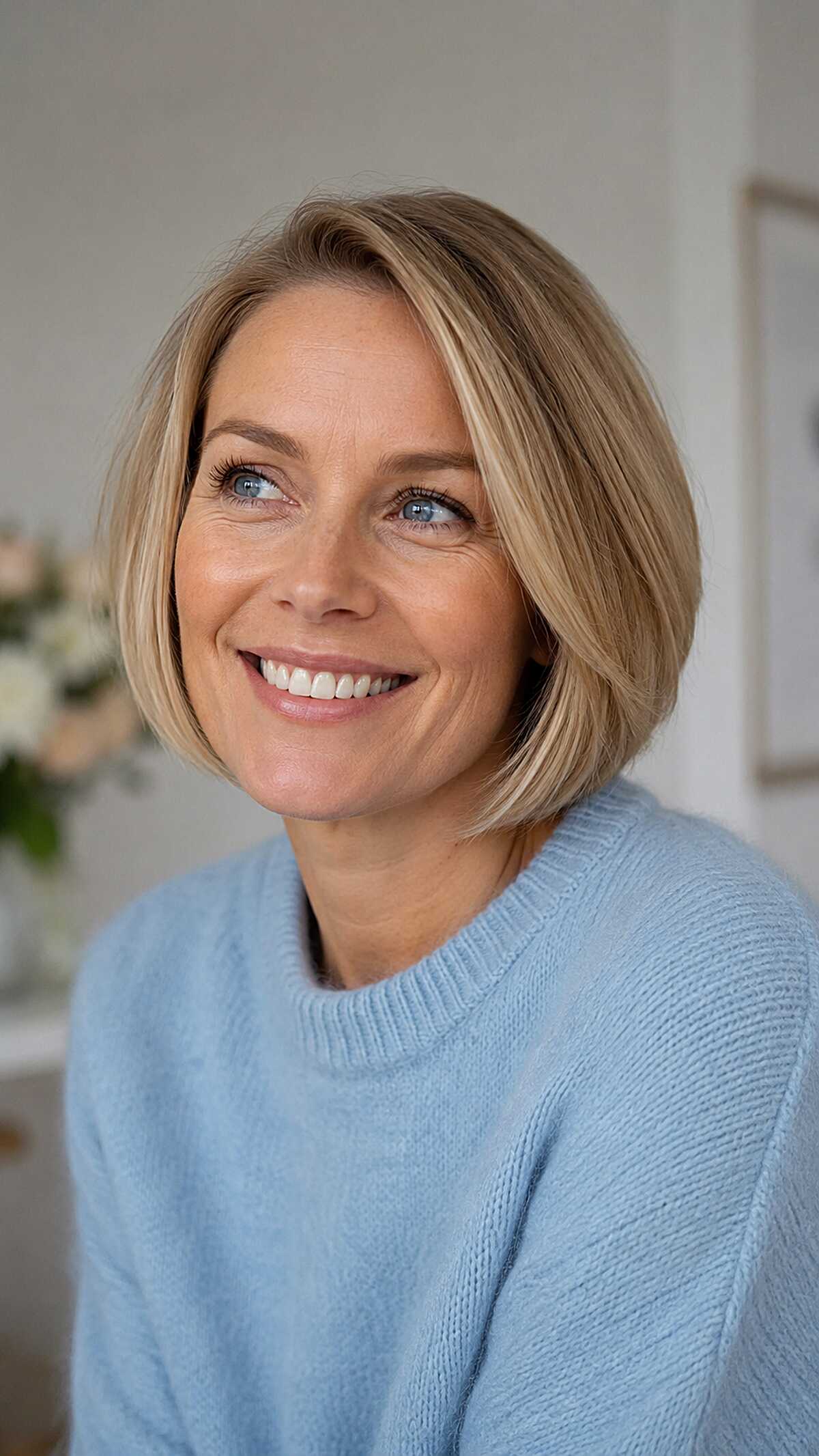 Warm Blonde Chin Bob with Soft Interior Bend