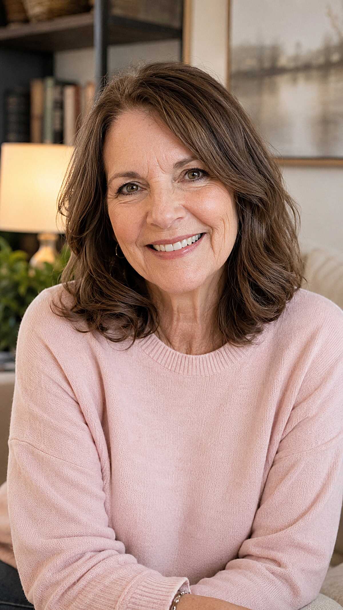 Warm Brunette Collarbone Cut with Soft Bend