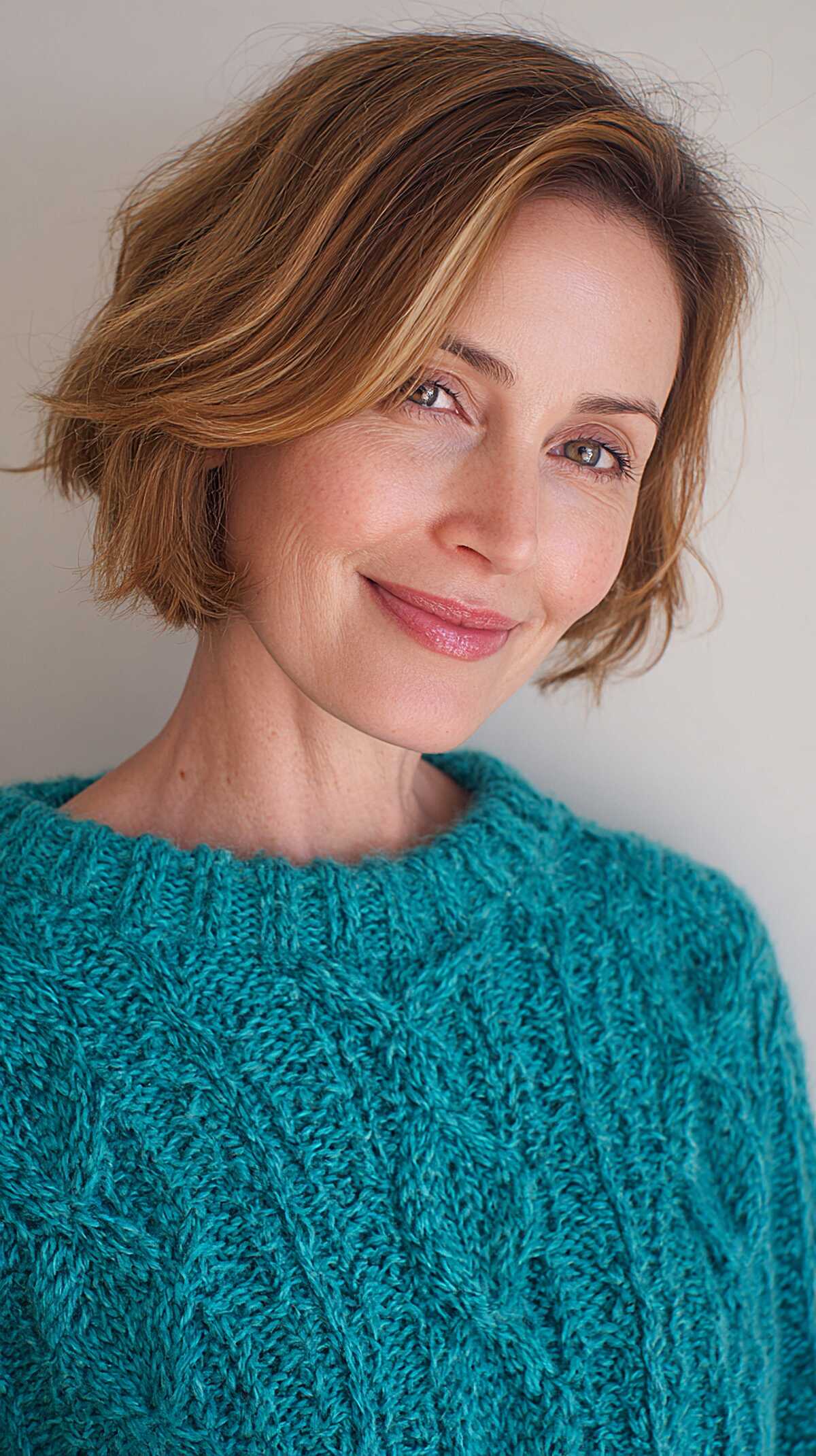 Warm Strawberry Blonde Chin Bob with Soft Bend