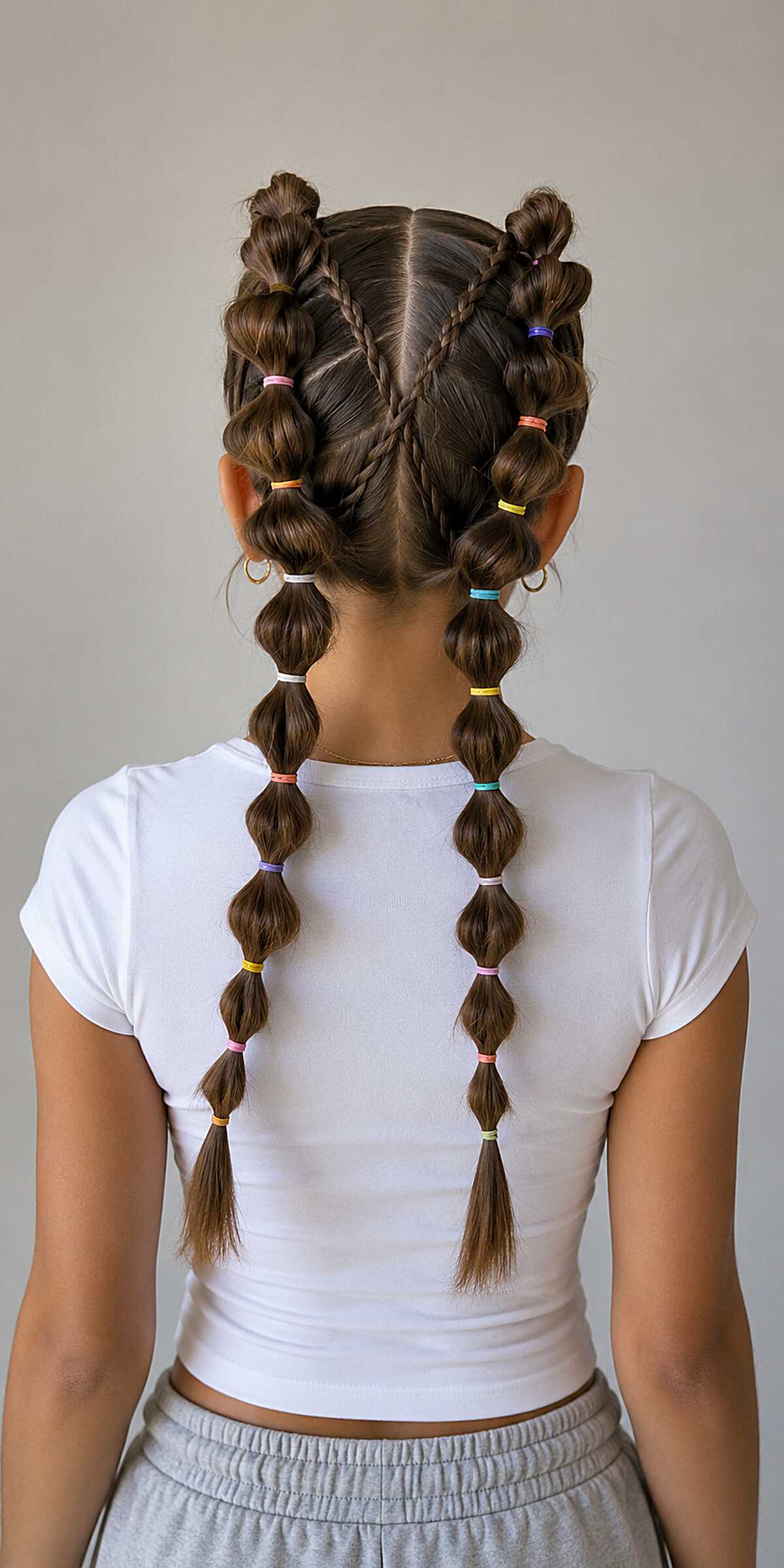 Bubble Pigtails with Criss-Cross Rope Braids
