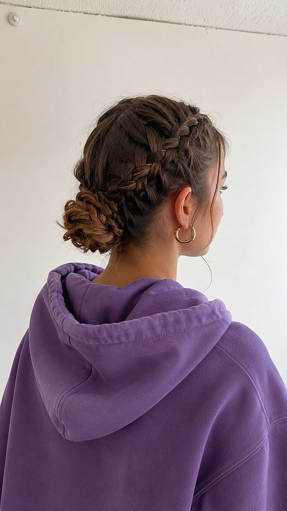 Double Dutch Braids into a Braided Low Bun