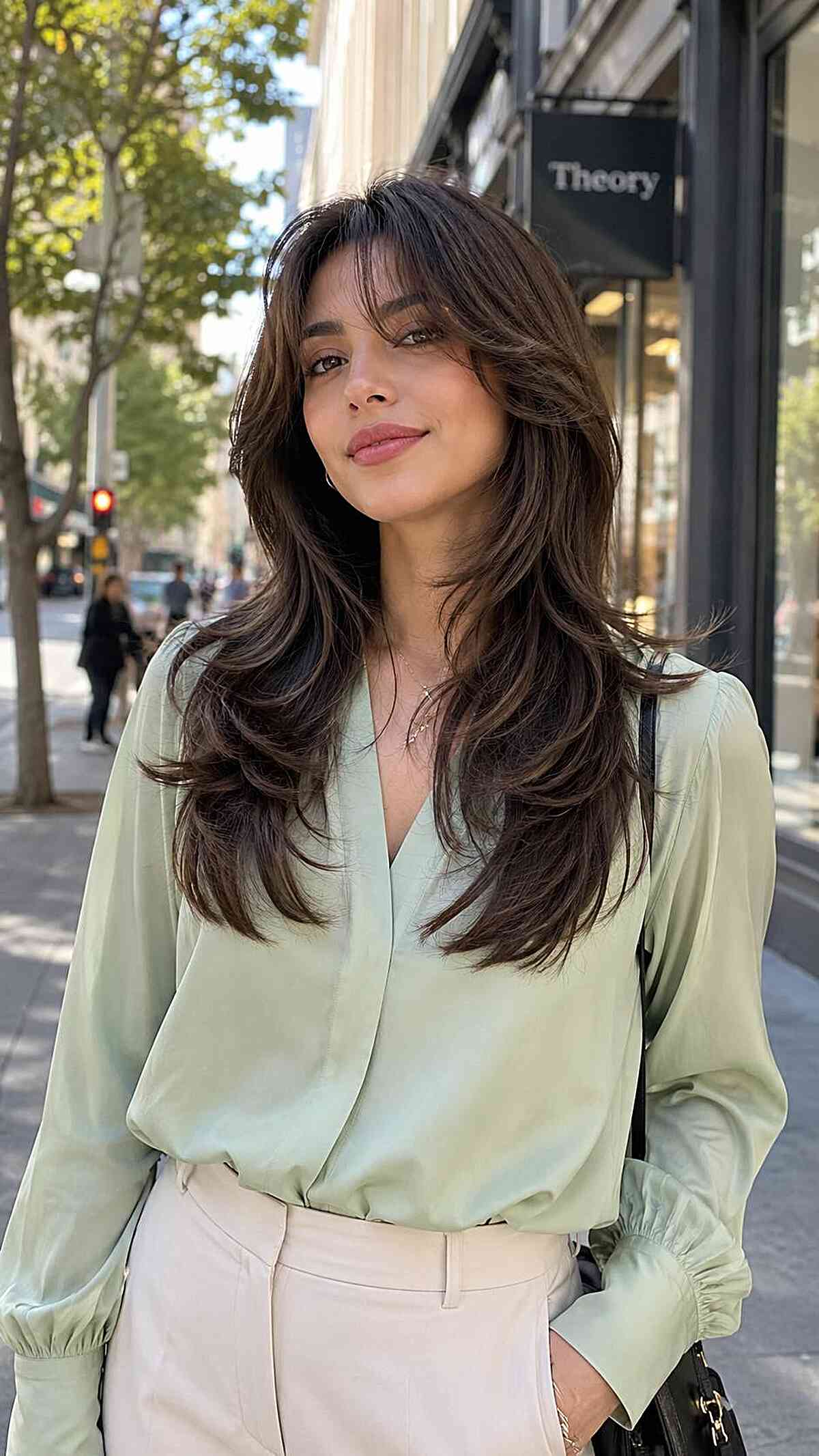 Effortless Curtain Bangs with Long Layered Locks