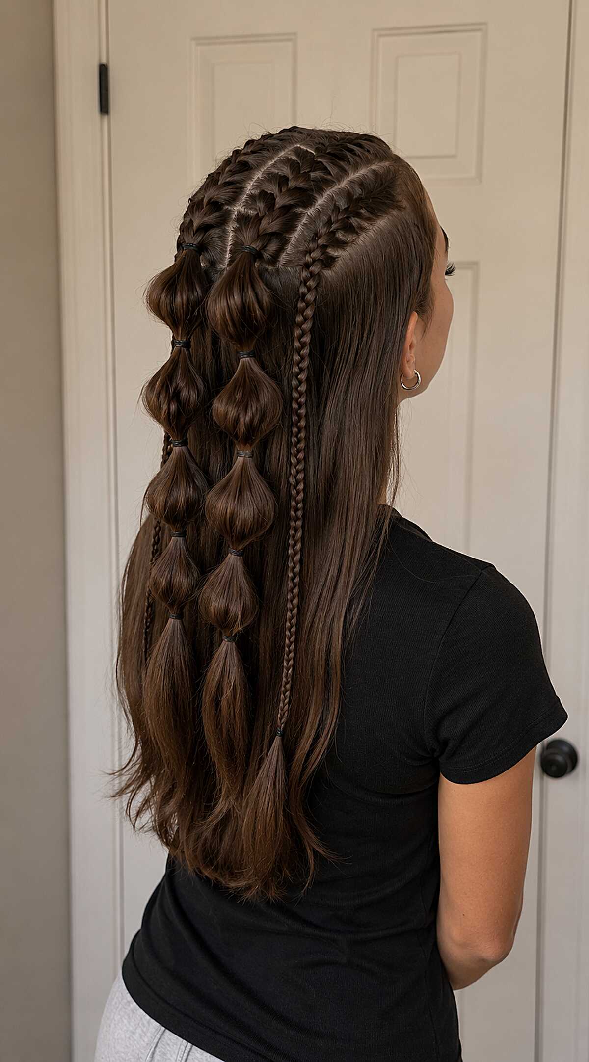 Half-Back Dutch Braids with Bubble and Micro Braid Details