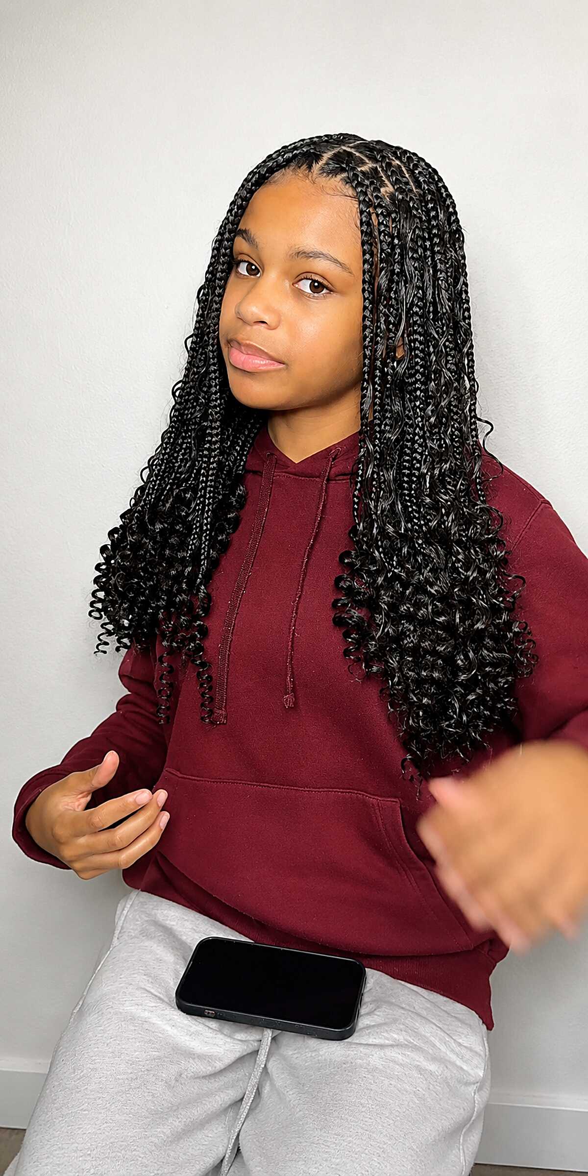 Medium Knotless Box Braids with Curly Ends