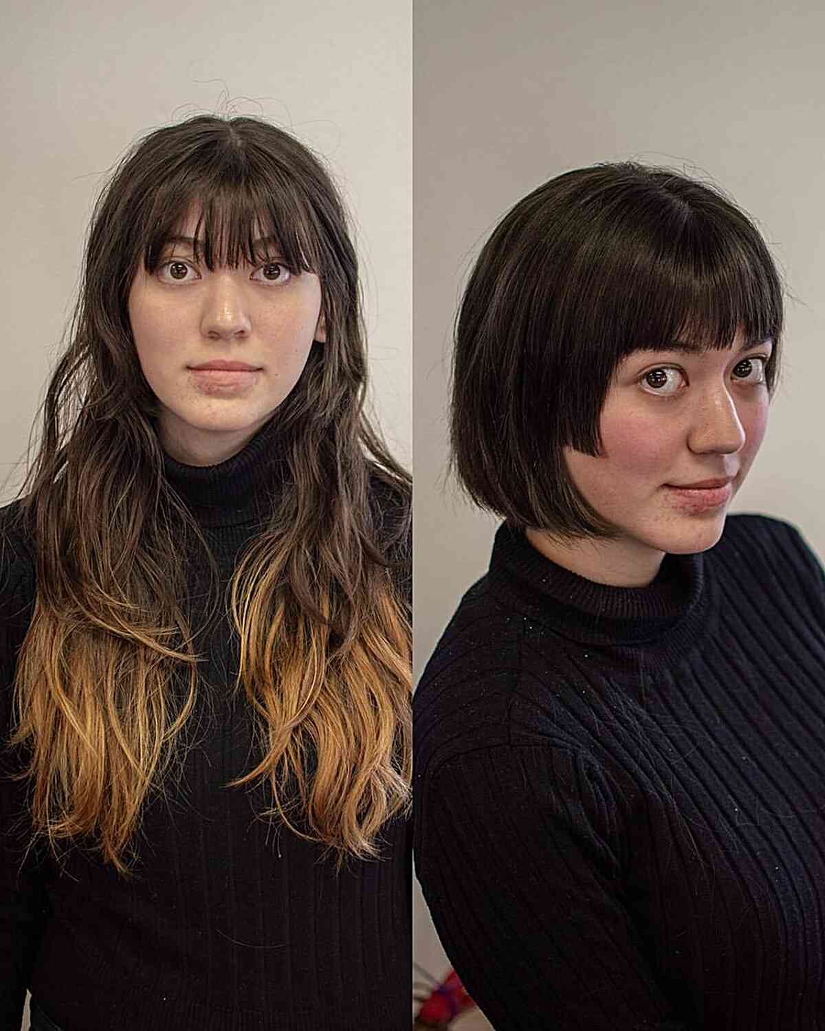 Stylish Short Hime Cut with Straight Fringe
