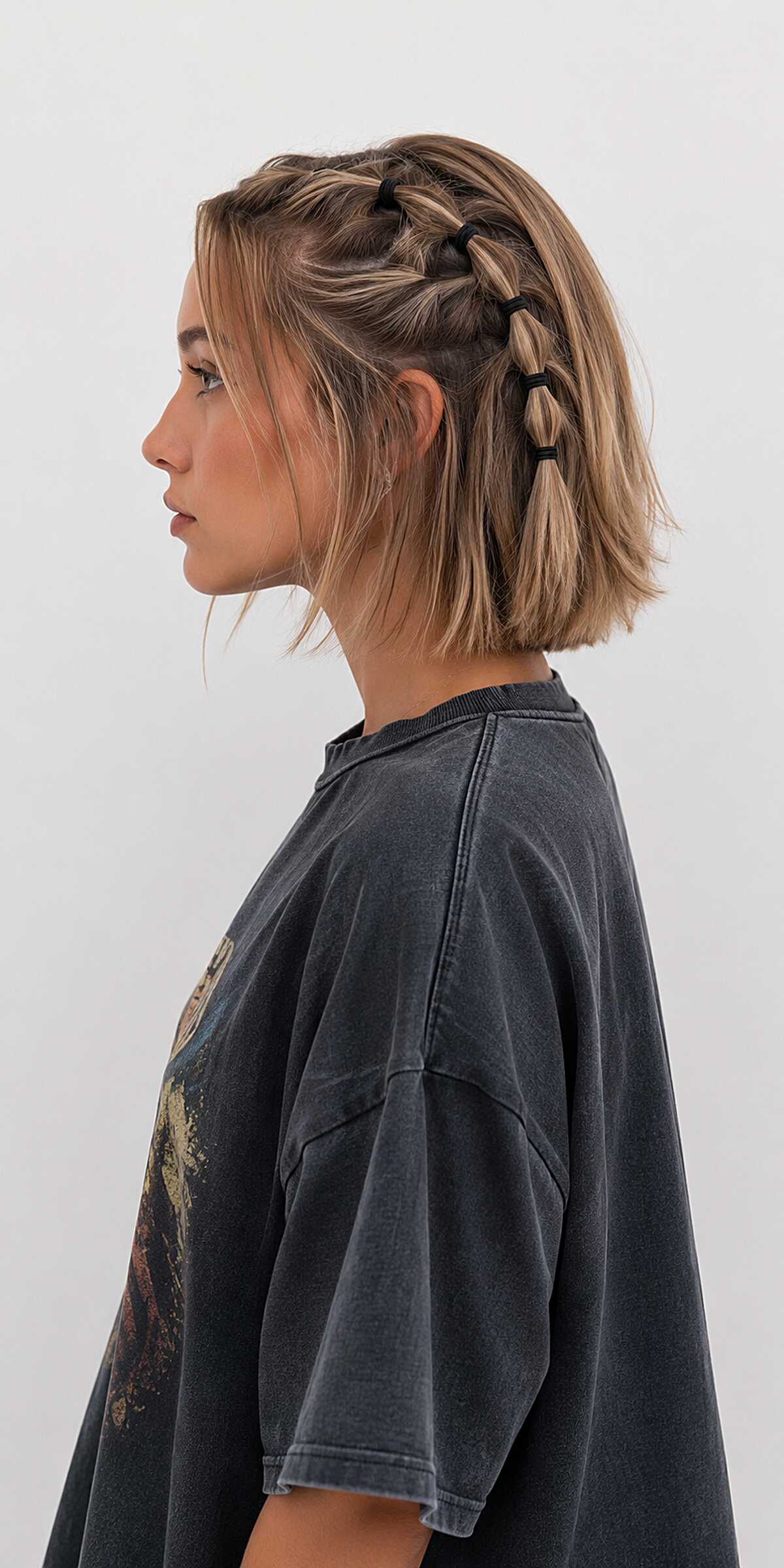 Side Bubble Braid on a Short Bob