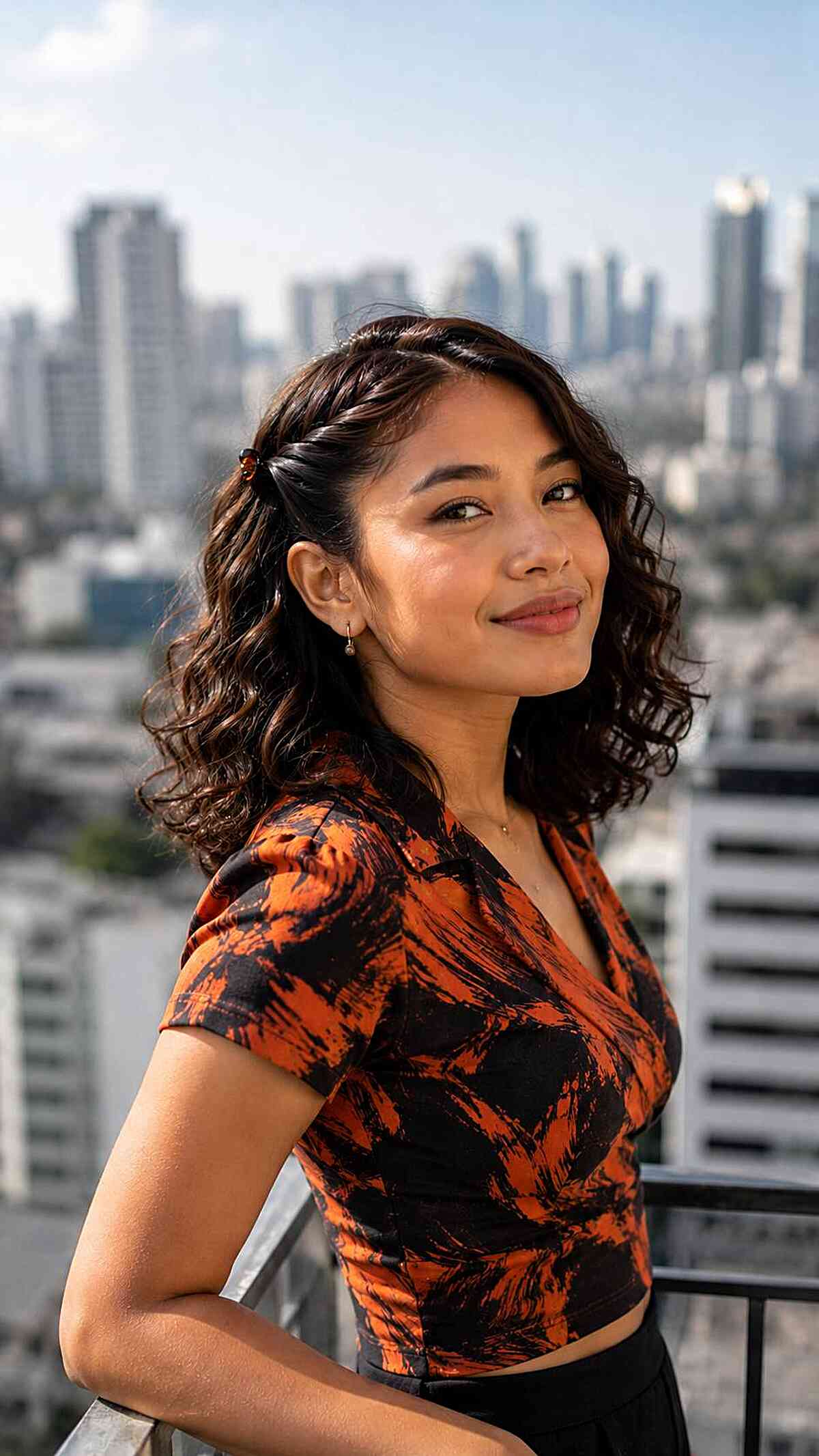 Cute Twisted Half-Up Hairstyle for Medium Hair
