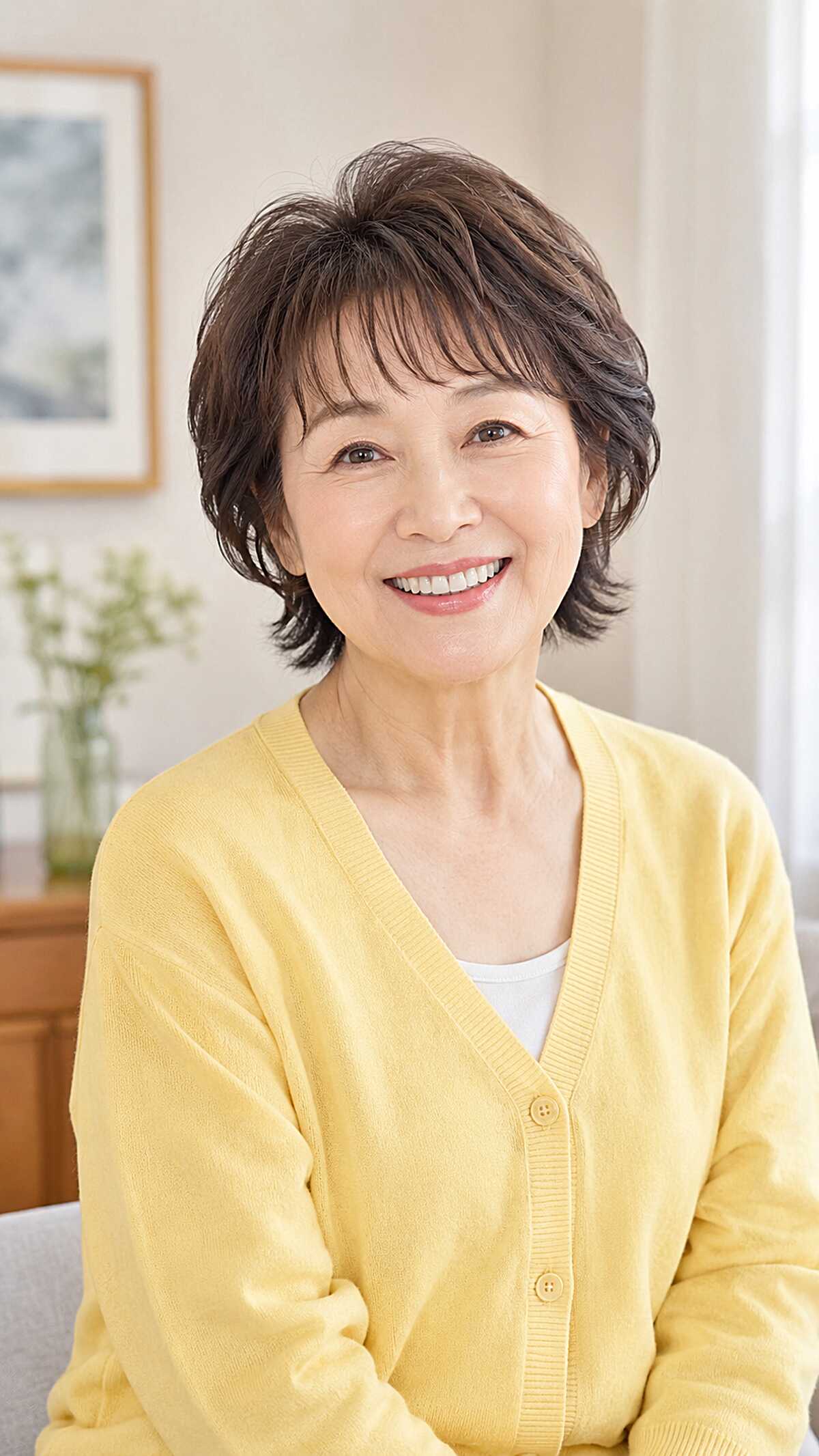 Dark Brunette Layered Shag with Feathered Bangs
