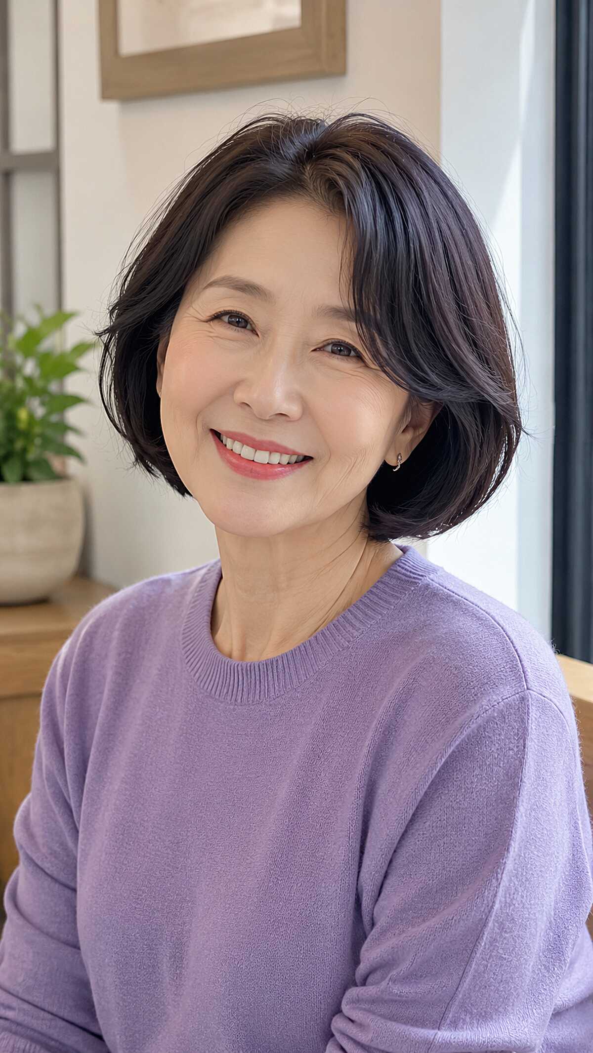 Dark Rounded Bob with Face-Framing Layers